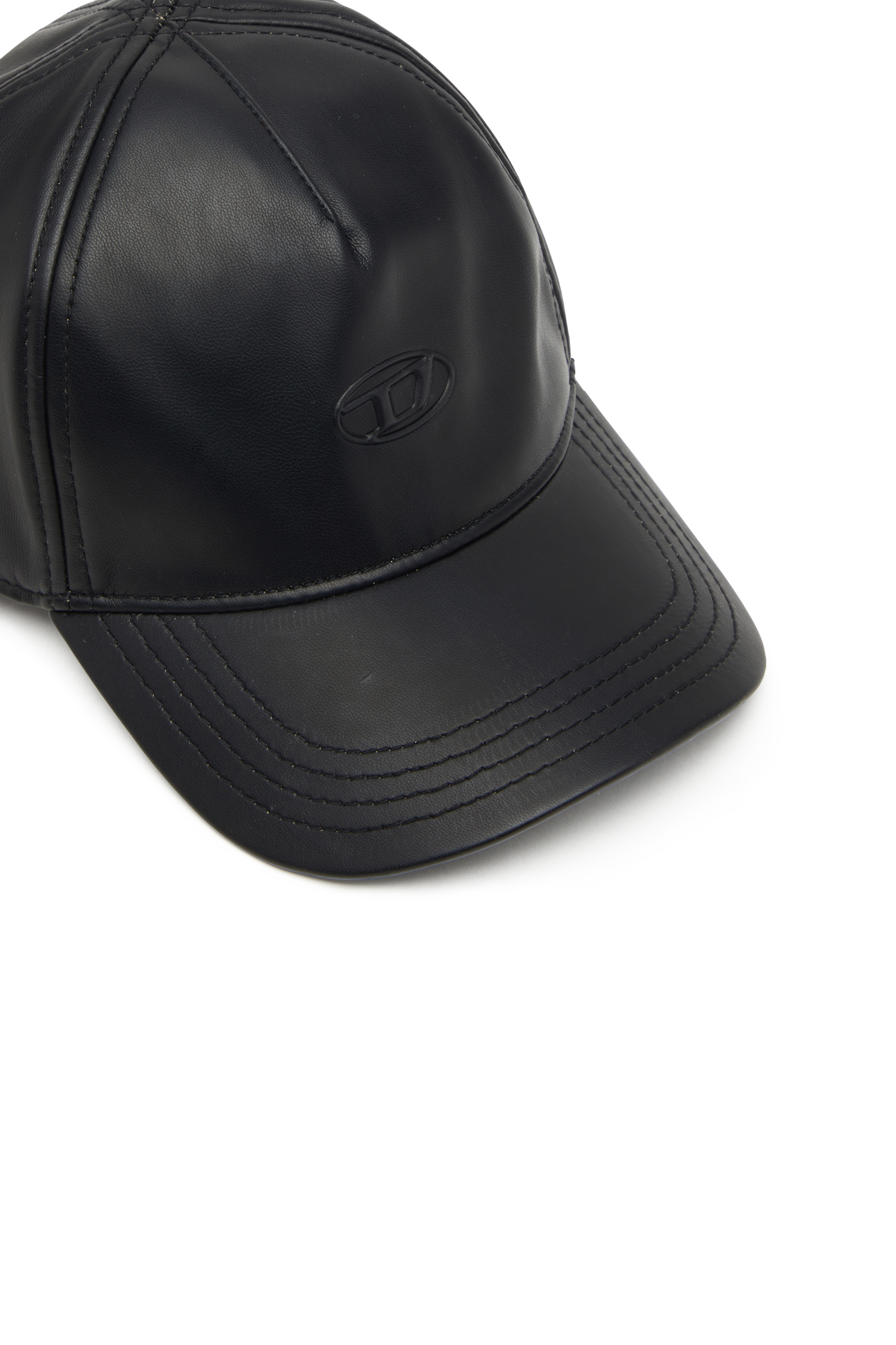 Diesel - C-HEATHER, Cappellino da baseball spalmato con logo in rilievo Uomo in Nero - 3