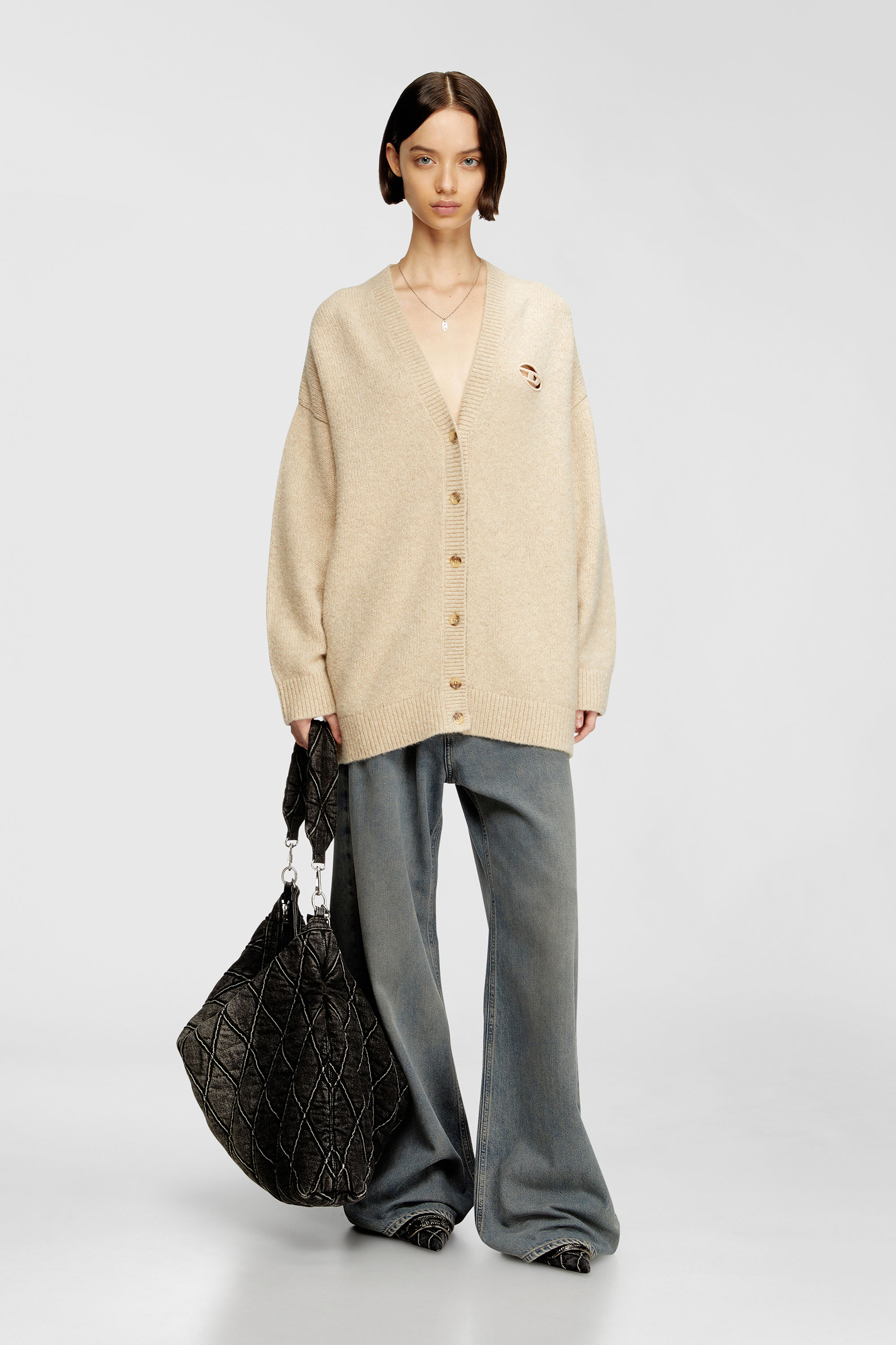 Diesel - M-AREELA, Cardigan in misto lana e alpaca Donna in Beige - 1