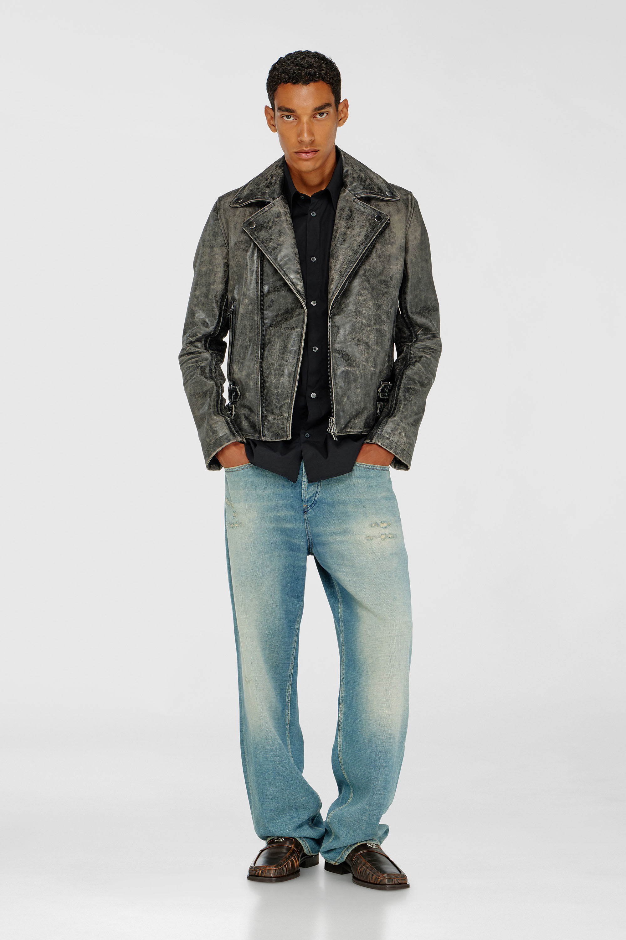 Diesel - S-SIMPLY-GSBH, Camicia in popeline elasticizzato con ricamo Uomo in Nero - 2