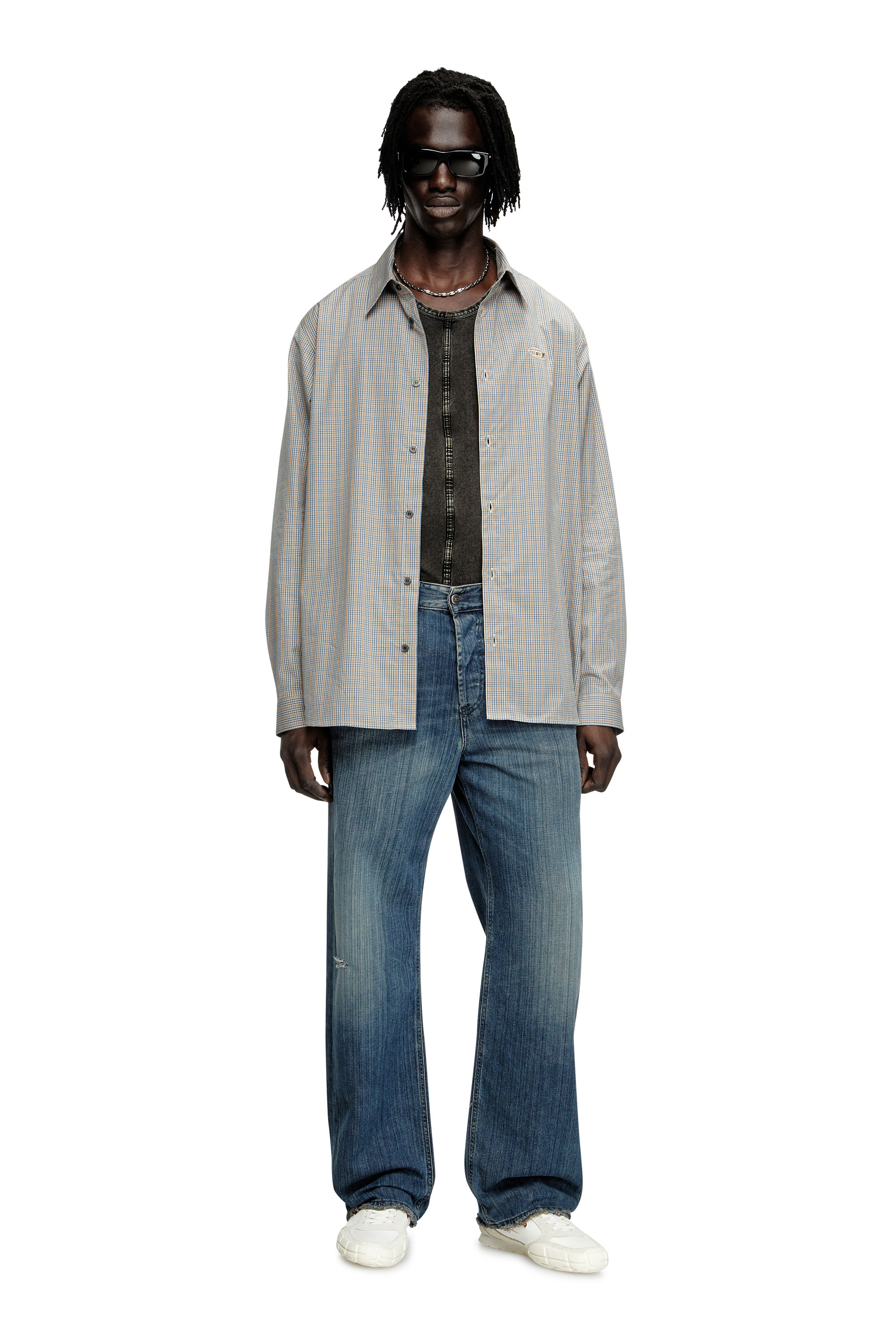 Diesel - S-SIMPLY-DLBV, Camicia a quadretti con Oval D ricamato Uomo in Multicolor - 1