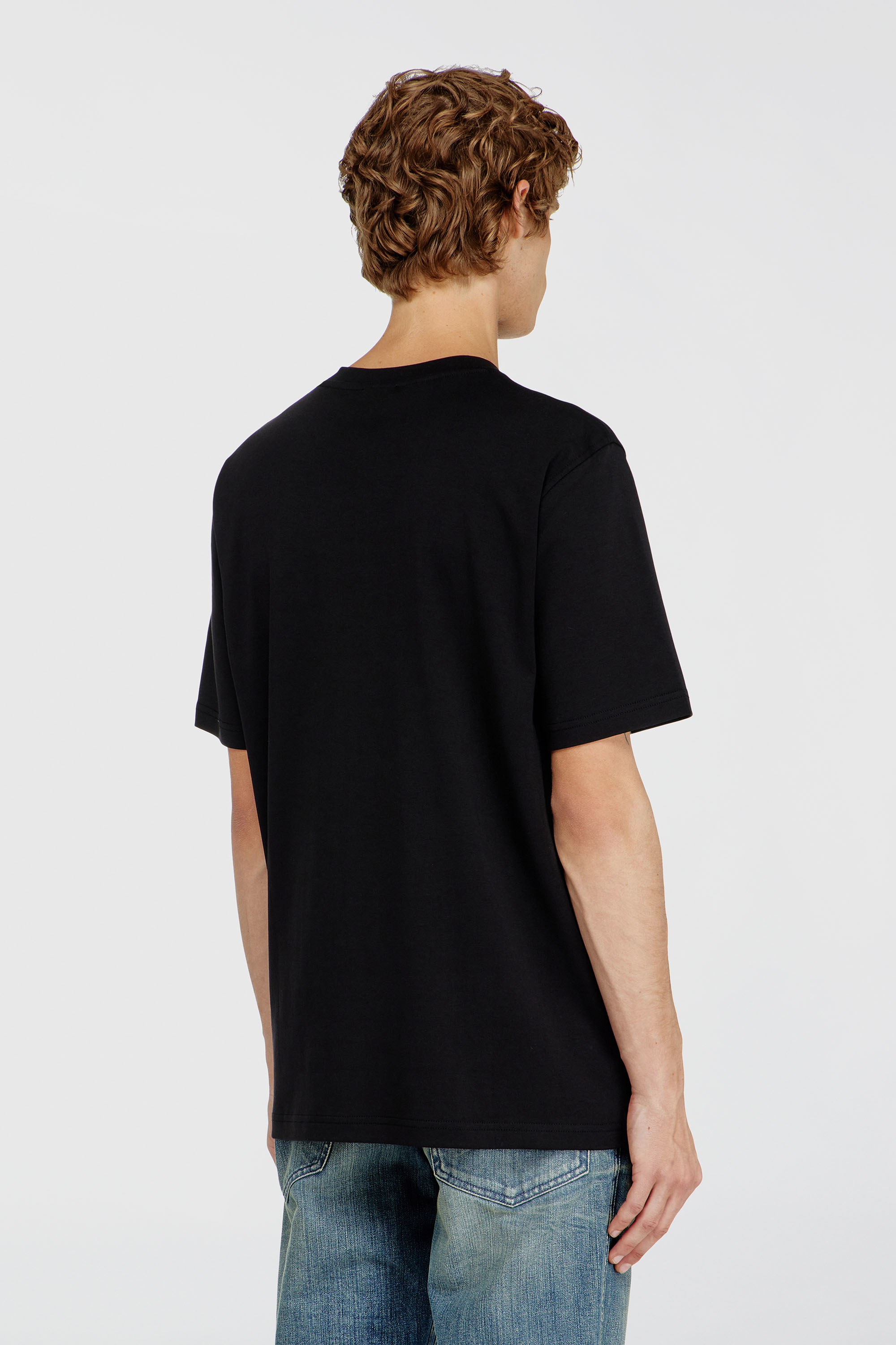 Diesel - T-ADJUST-V-MICRODIV, T-shirt con scollo a V con micro ricamo logo Uomo in Nero - 4