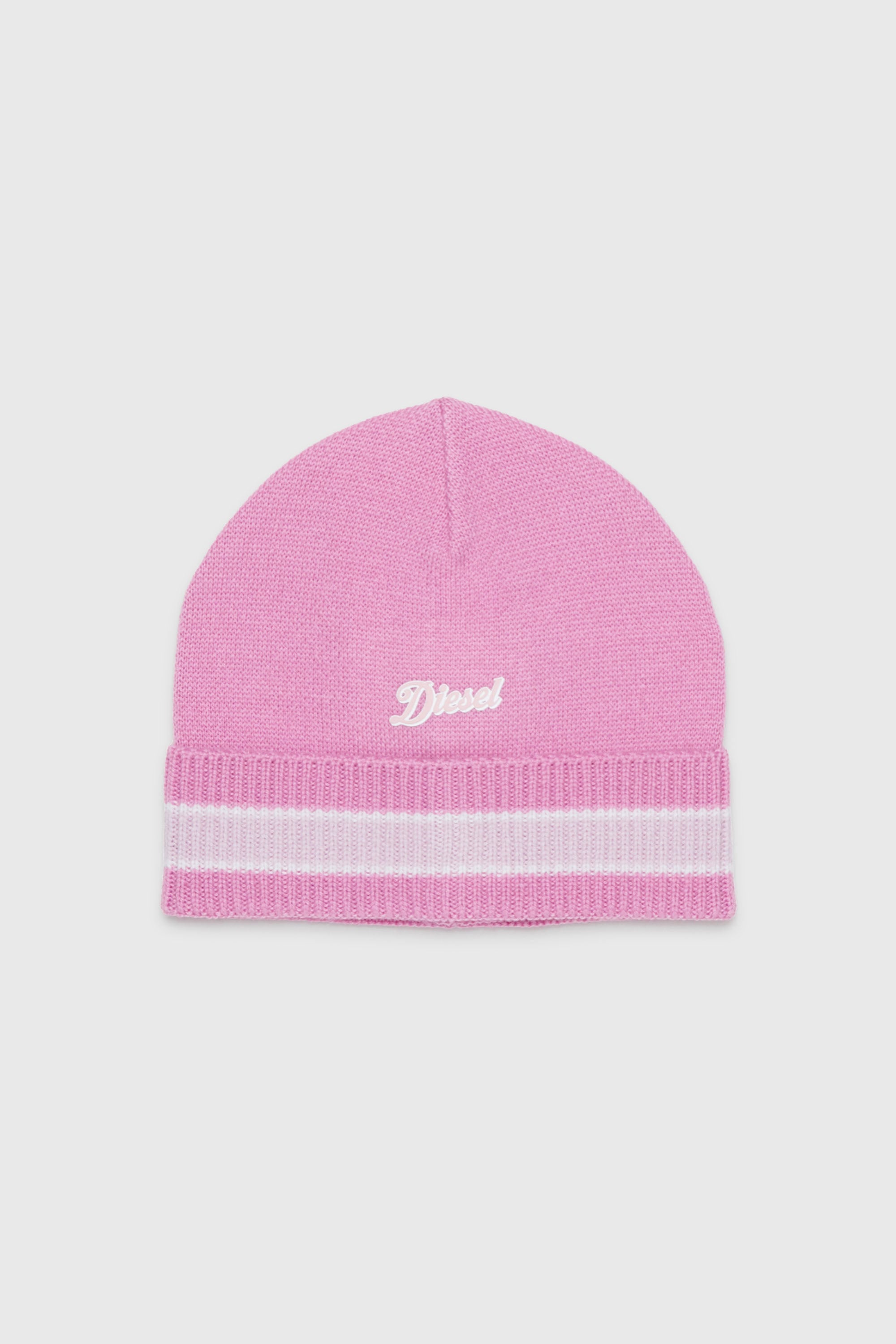 Diesel - FMOB, Beanie a righe in misto lana Unisex in Rosa - 1