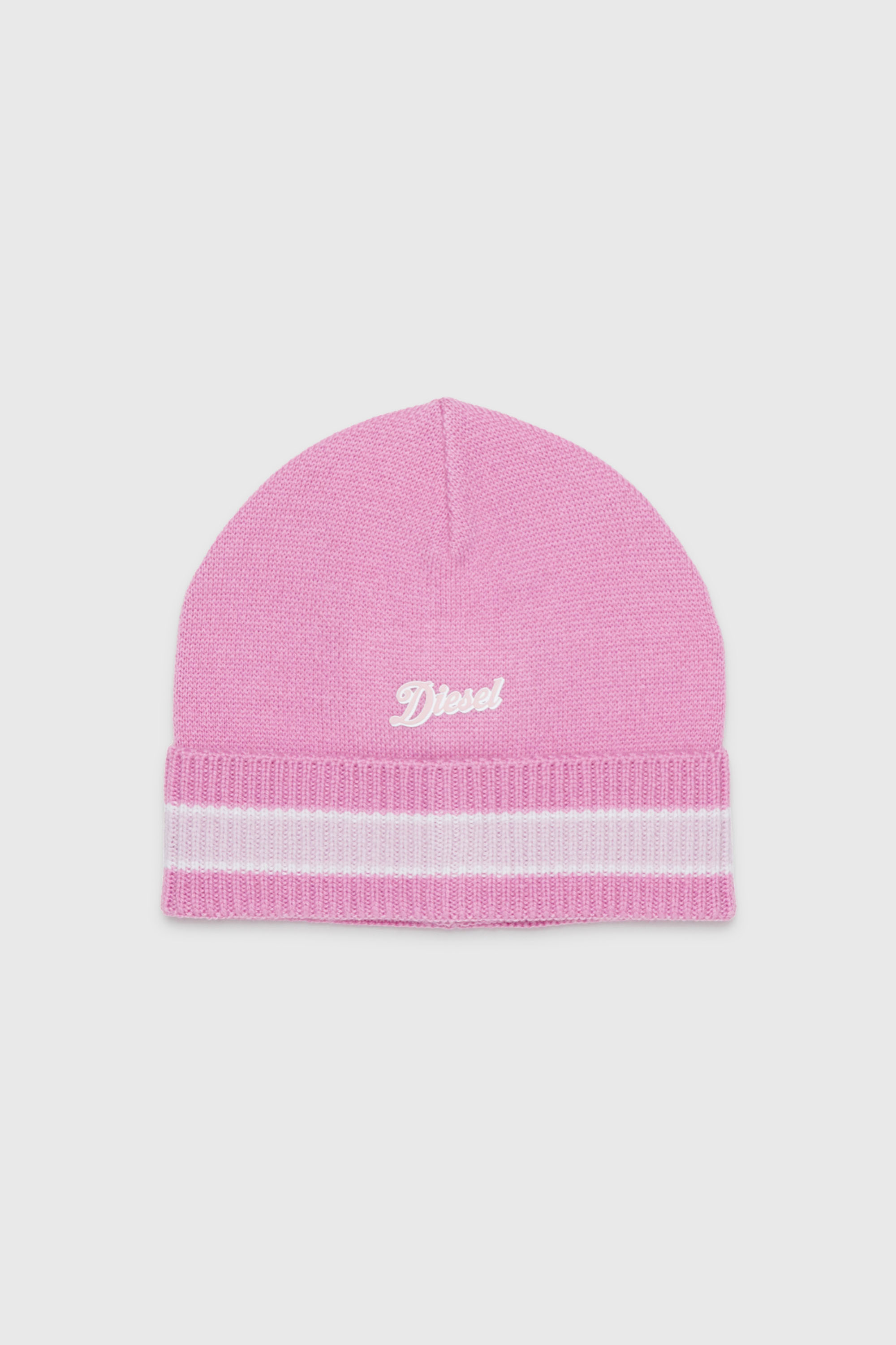 Diesel - FMOB, Beanie a righe in misto lana Unisex in Rosa - 1