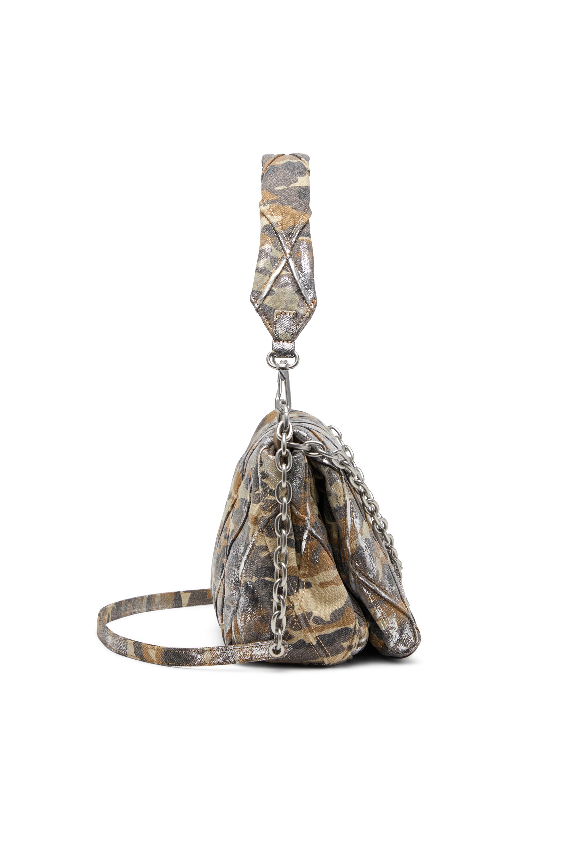 Diesel - CHARM-D SHOULDER M, Charm-D M-Borsa a spalla in canvas metallizzato camouflage Donna in Multicolor - 3