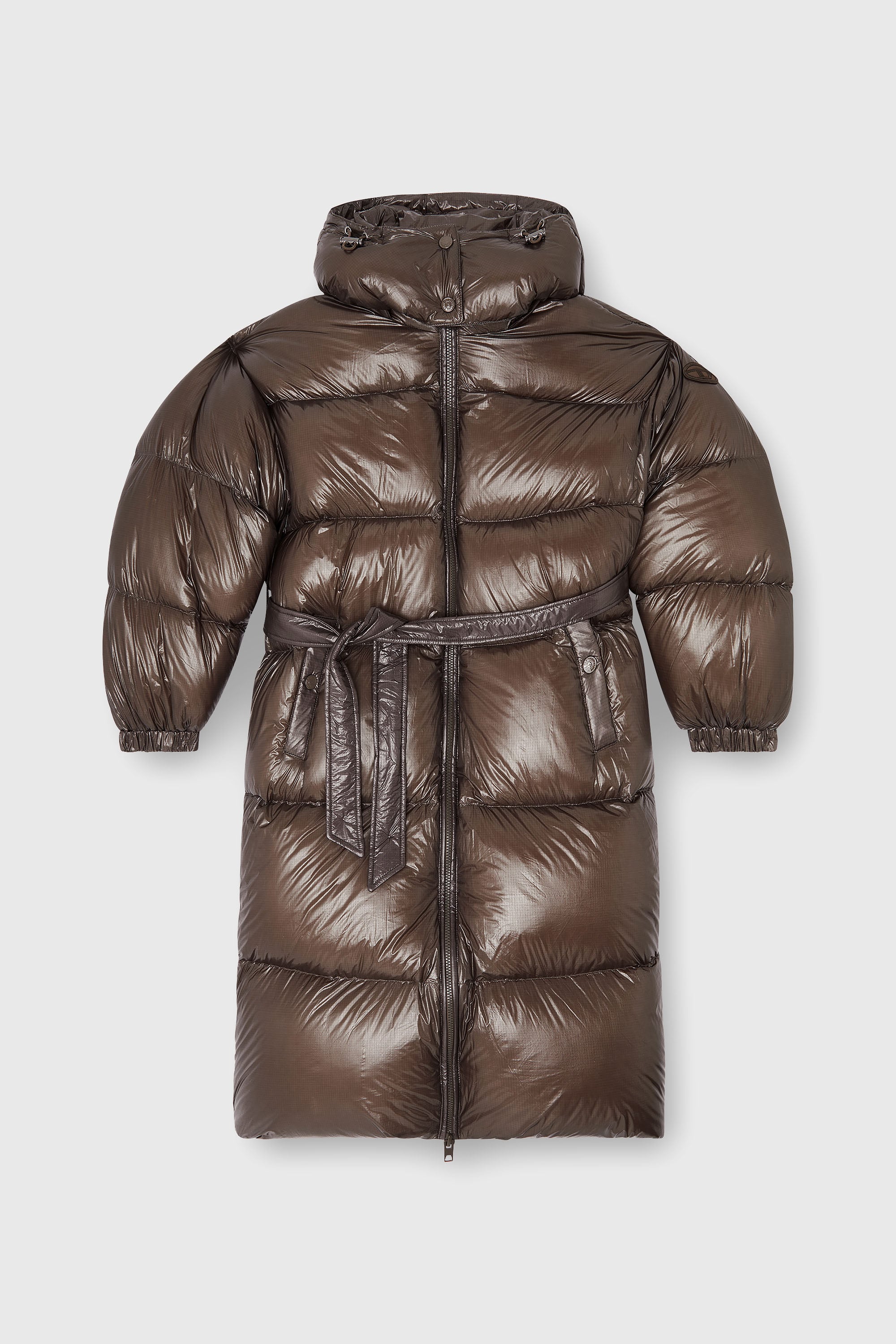Diesel - W-ISHER, Piumino lungo in ripstop ultraleggero Donna in Marrone - 2