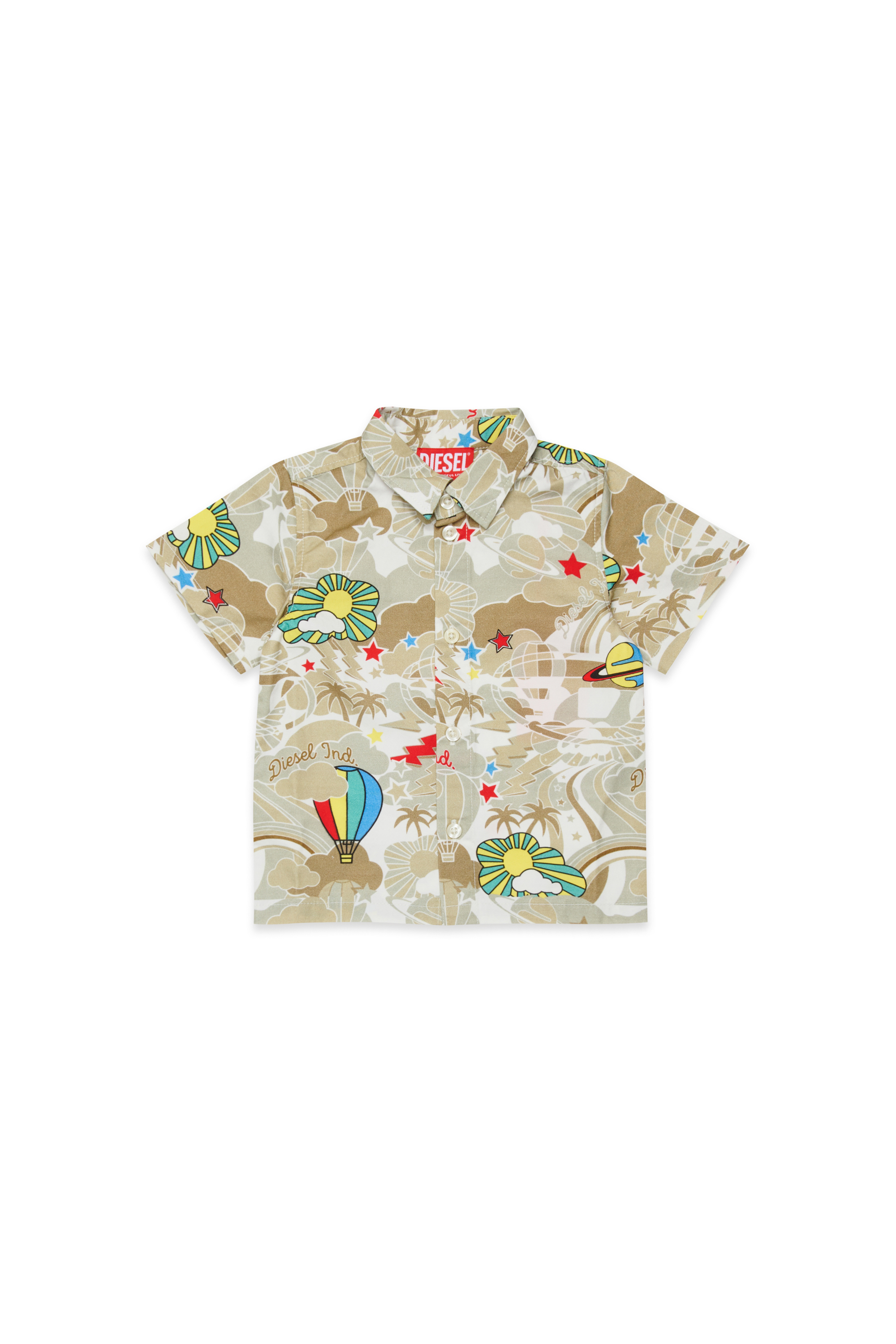 Diesel - CILYB, Camicia a maniche corte con stampa integrale Uomo in Marrone - 1