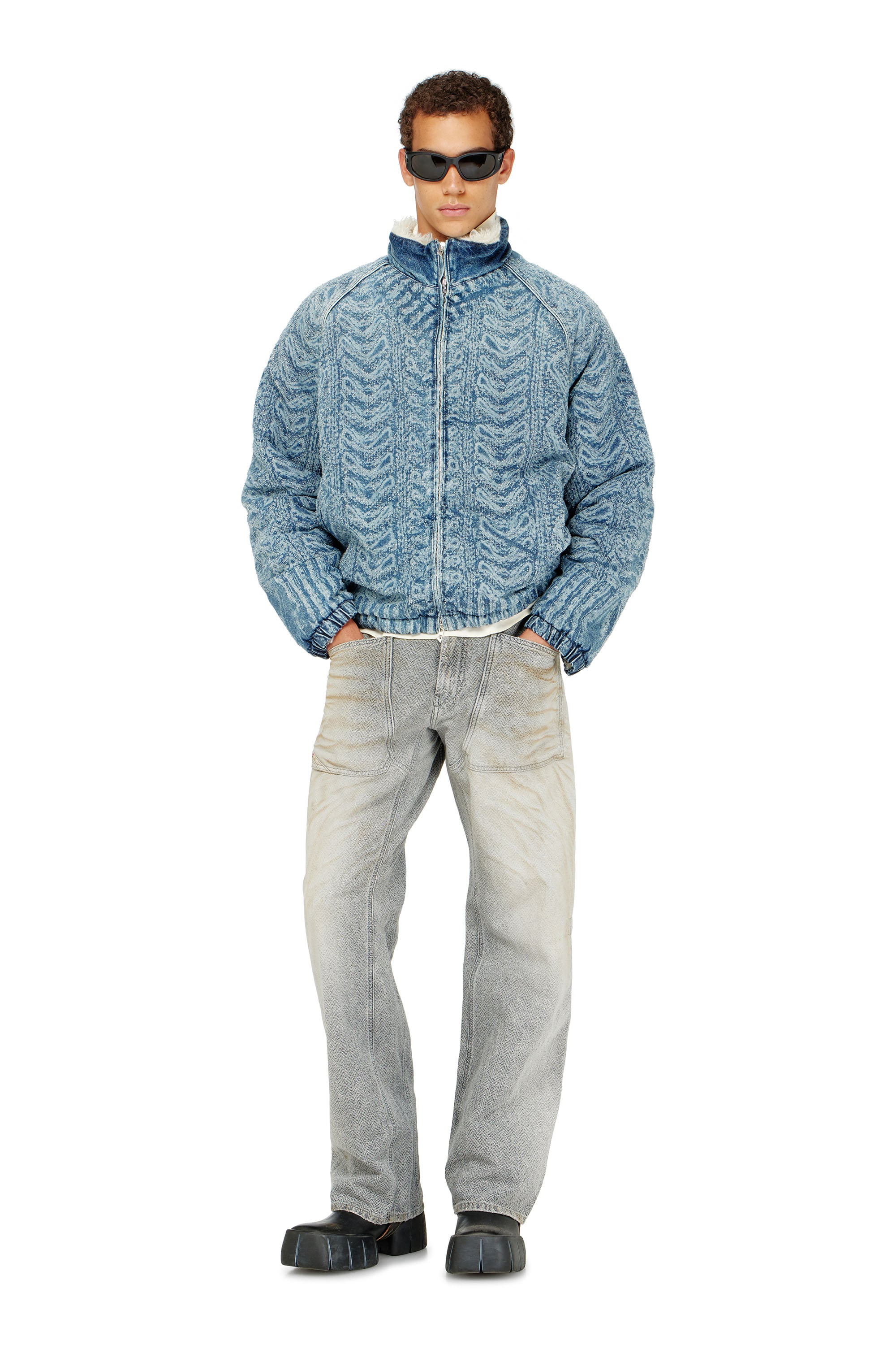 Diesel - D-KRAPS-S, Giacca in denim effetto maglia a trecce Uomo in Blu - 2