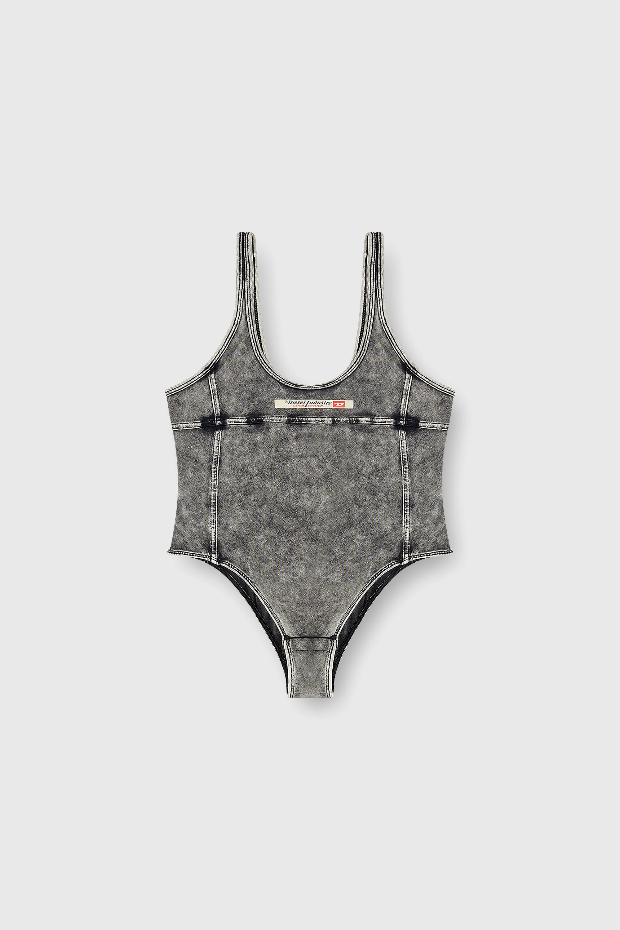 Diesel - PHOEBE-DNM, Body in jersey effetto denim Donna in Grigio - 2