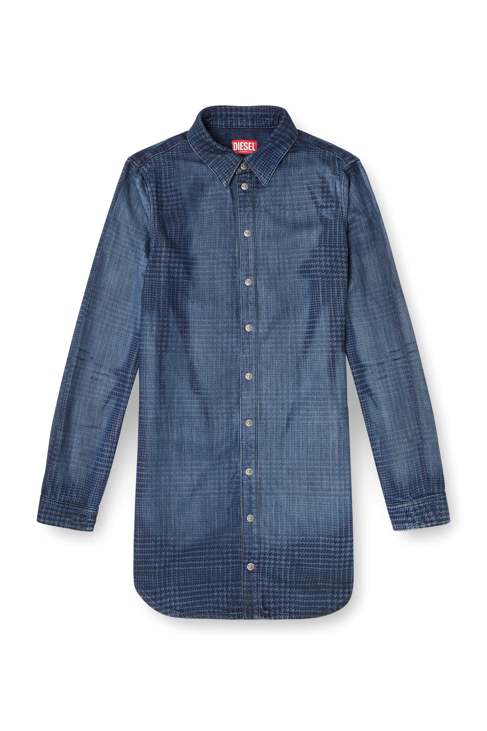 Diesel - DE-EAZY DRESS-S, Abito chemisier in denim fluido Principe di Galles Donna in Blu - 2