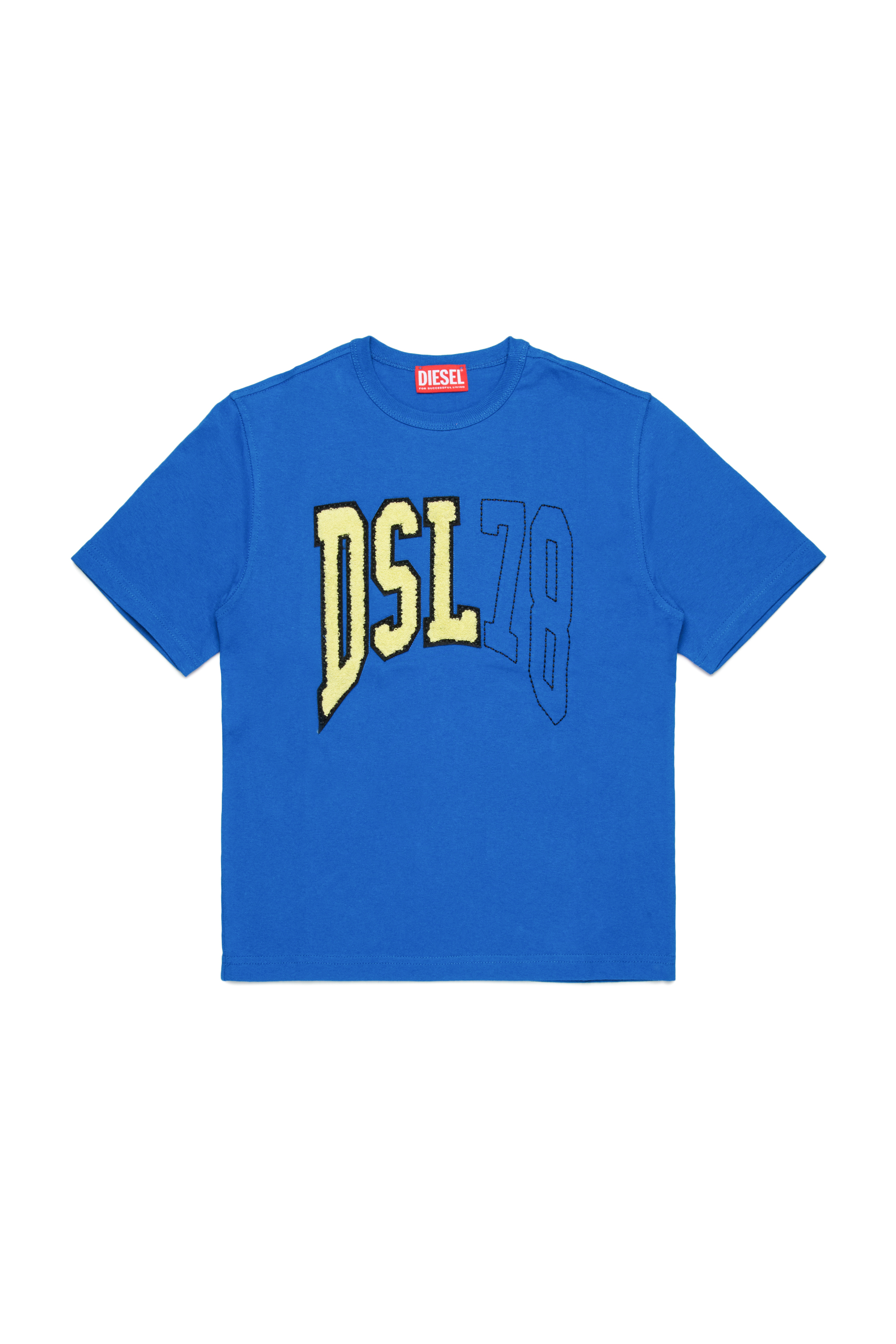 Diesel - TWASHN OVER, T-shirt con logo DSL78 in stile college Uomo in Blu - 1