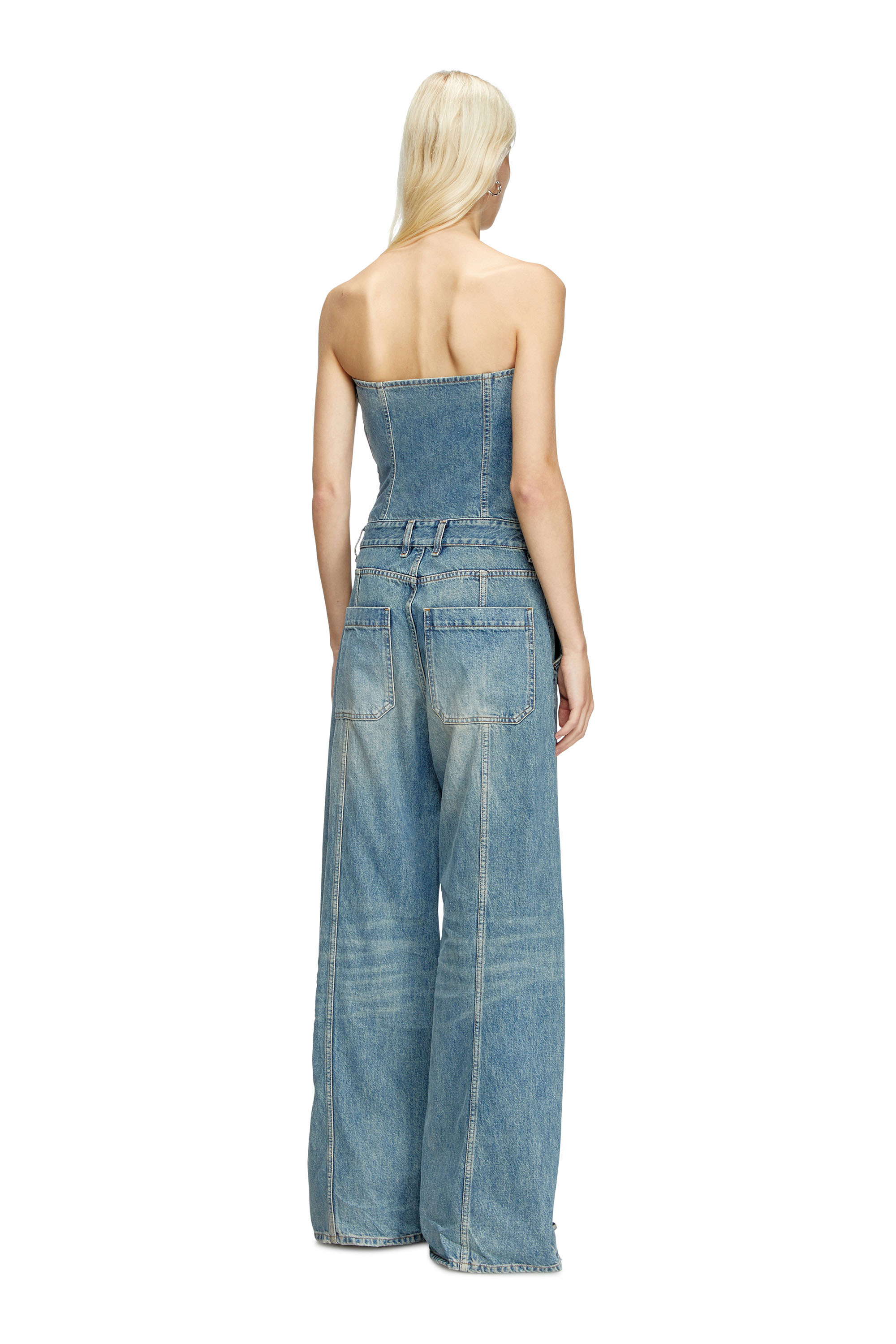 Diesel - DE-BRIDE, Woman's Denim strapless jumpsuit in Light Blue - 3