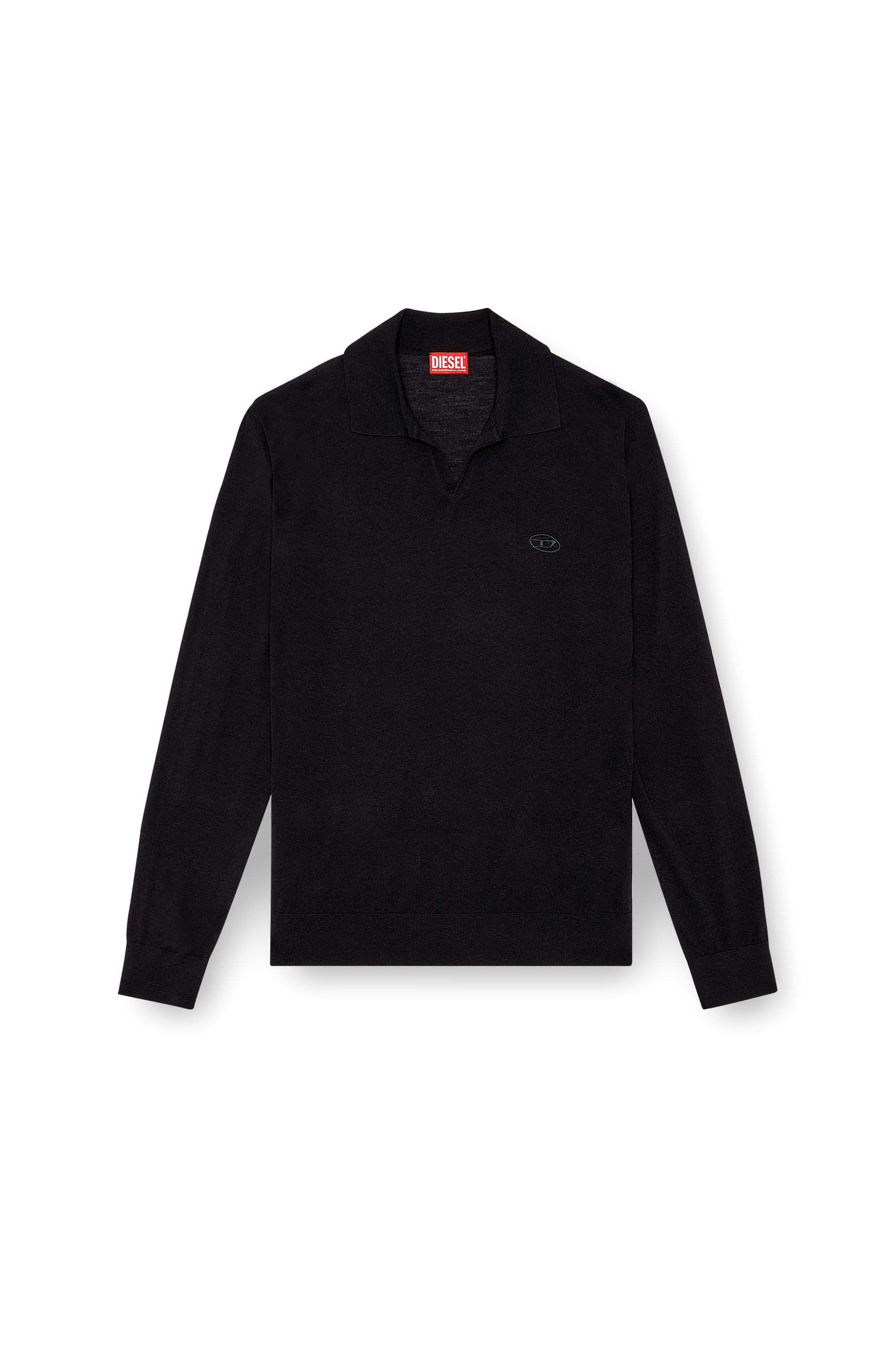 Diesel - K-GLARE, Maglia in lana con colletto polo Uomo in Nero - 3