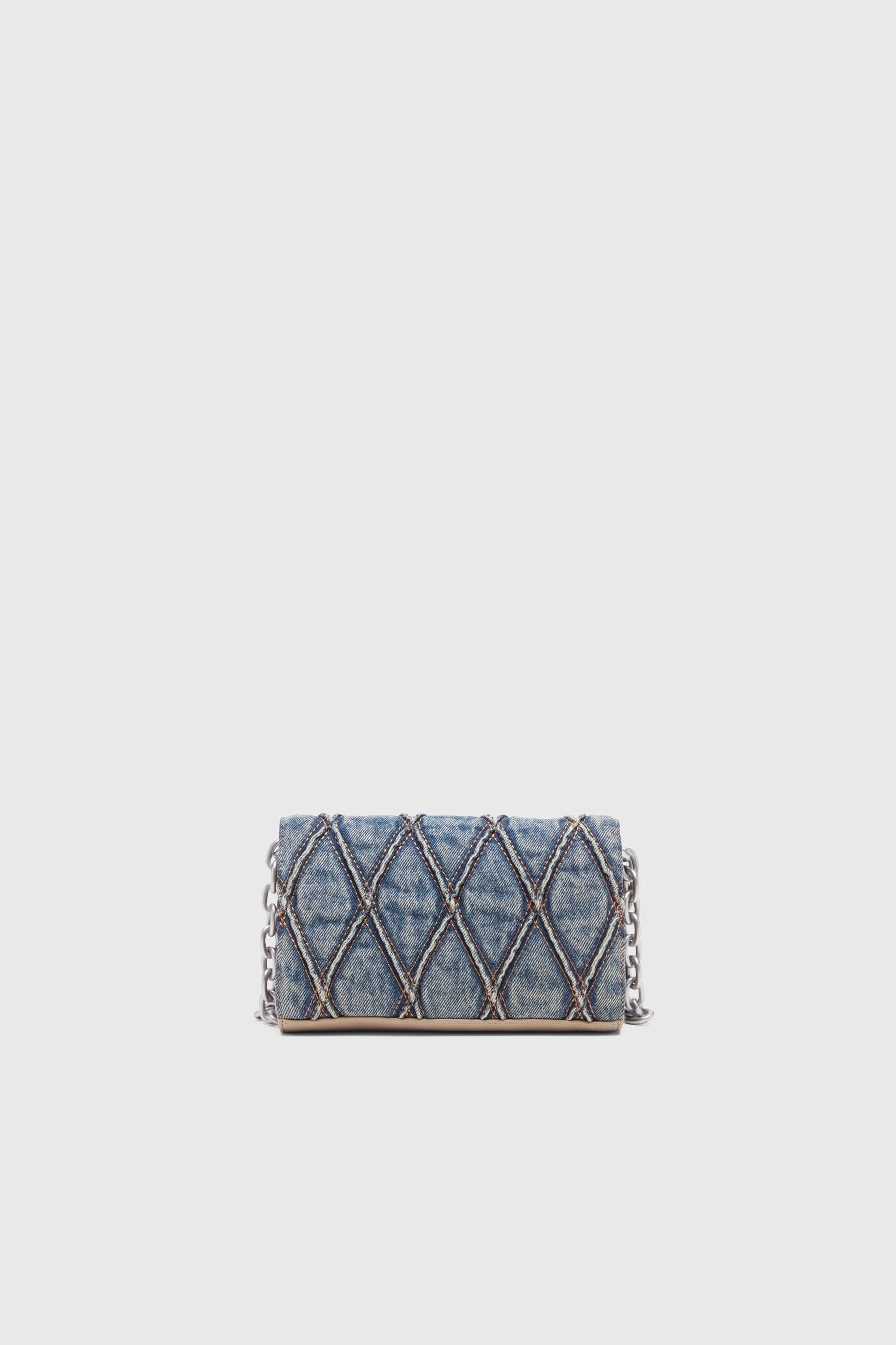 Diesel - CHARM-D WALLET STRAP, Portafoglio con tracolla in denim a rombi Donna in Blu - 2