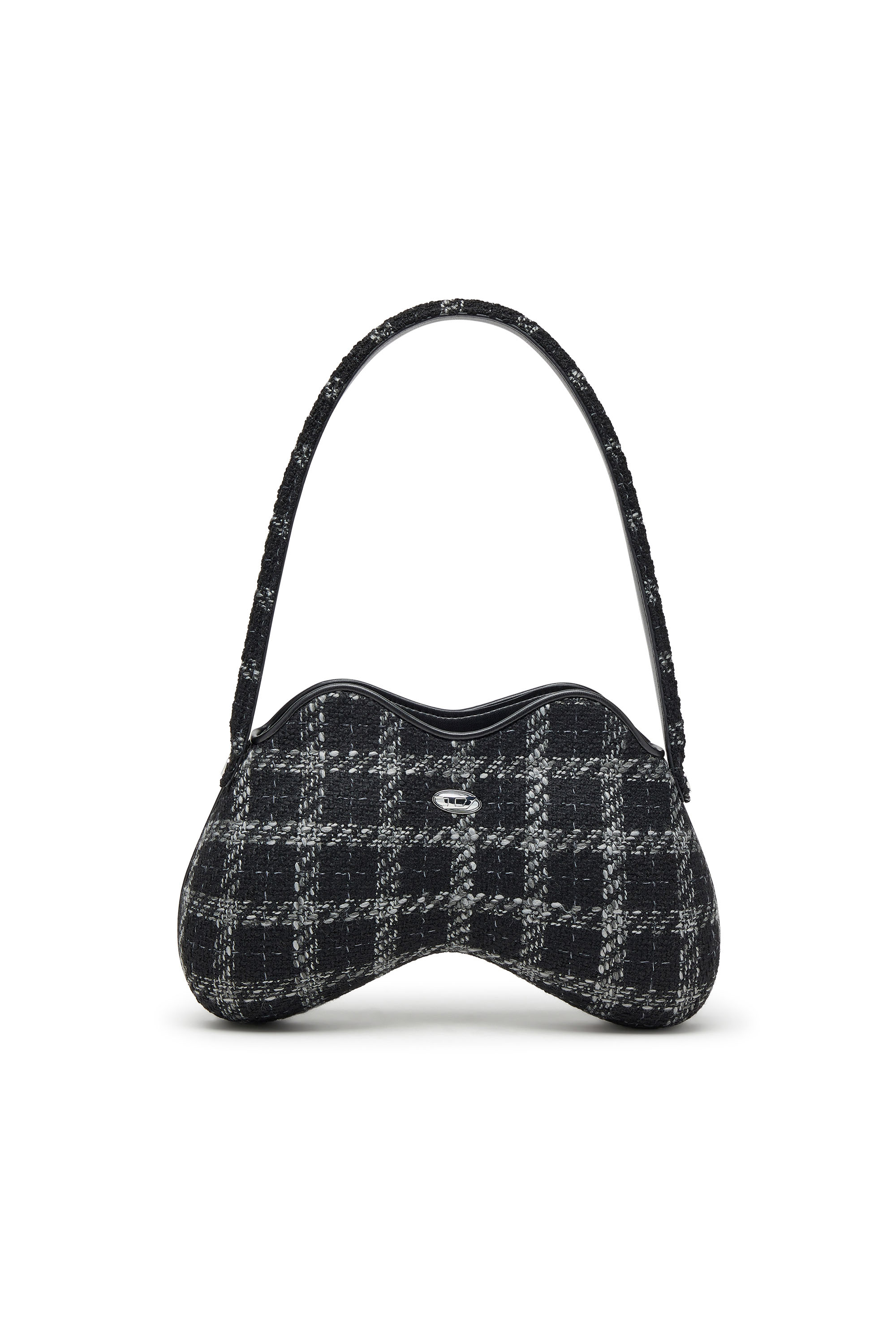 Diesel - DOUBLE-D SHOULDER, Double-D-Borsa a spalla con motivo pied-de-poule Donna in Nero - 1
