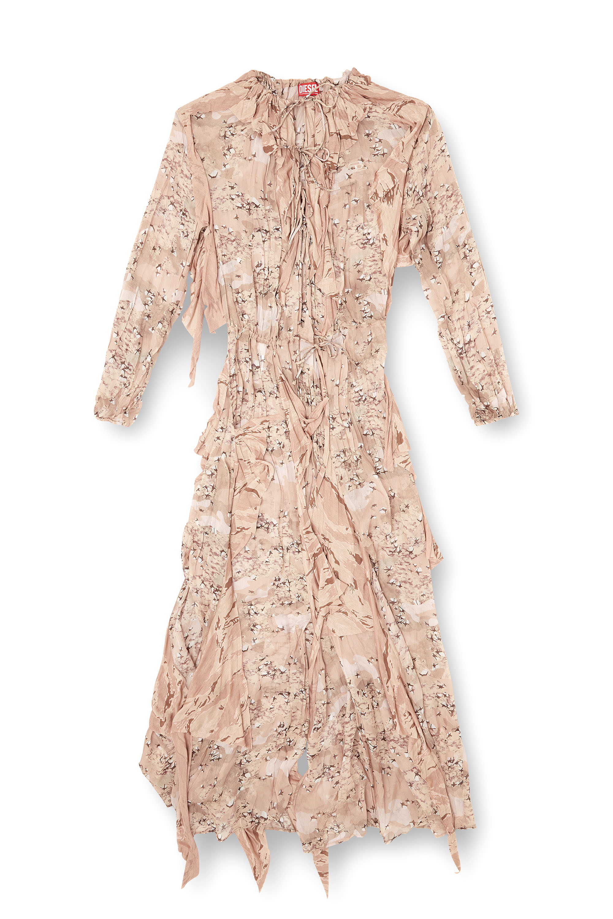 Diesel - D-AZZLING-R1, Abito lungo con volant in chiffon Donna in Rosa - 2