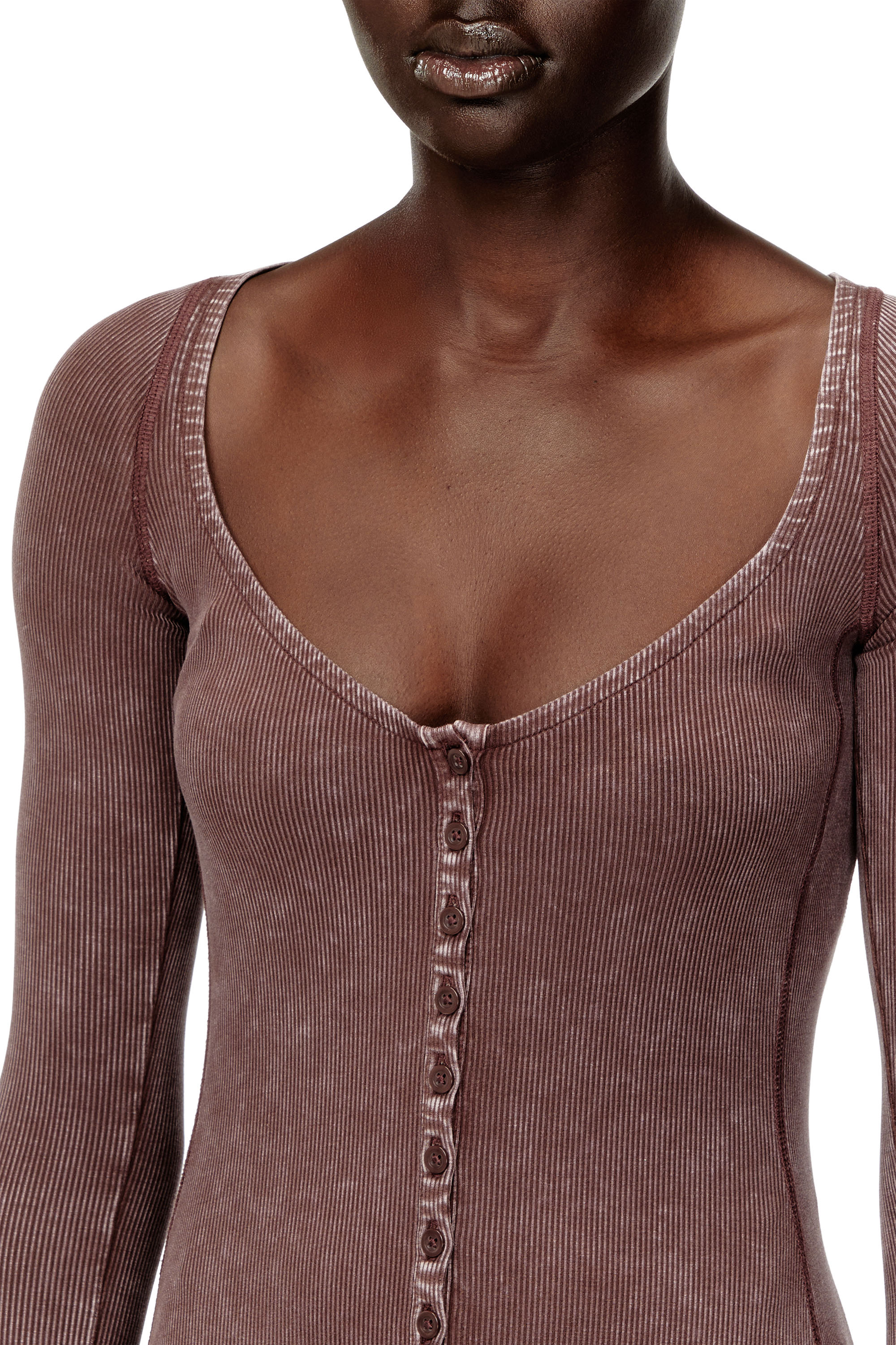 Diesel - D-LEY, Abito midi in jersey a coste sfumato Donna in Rosa - 4