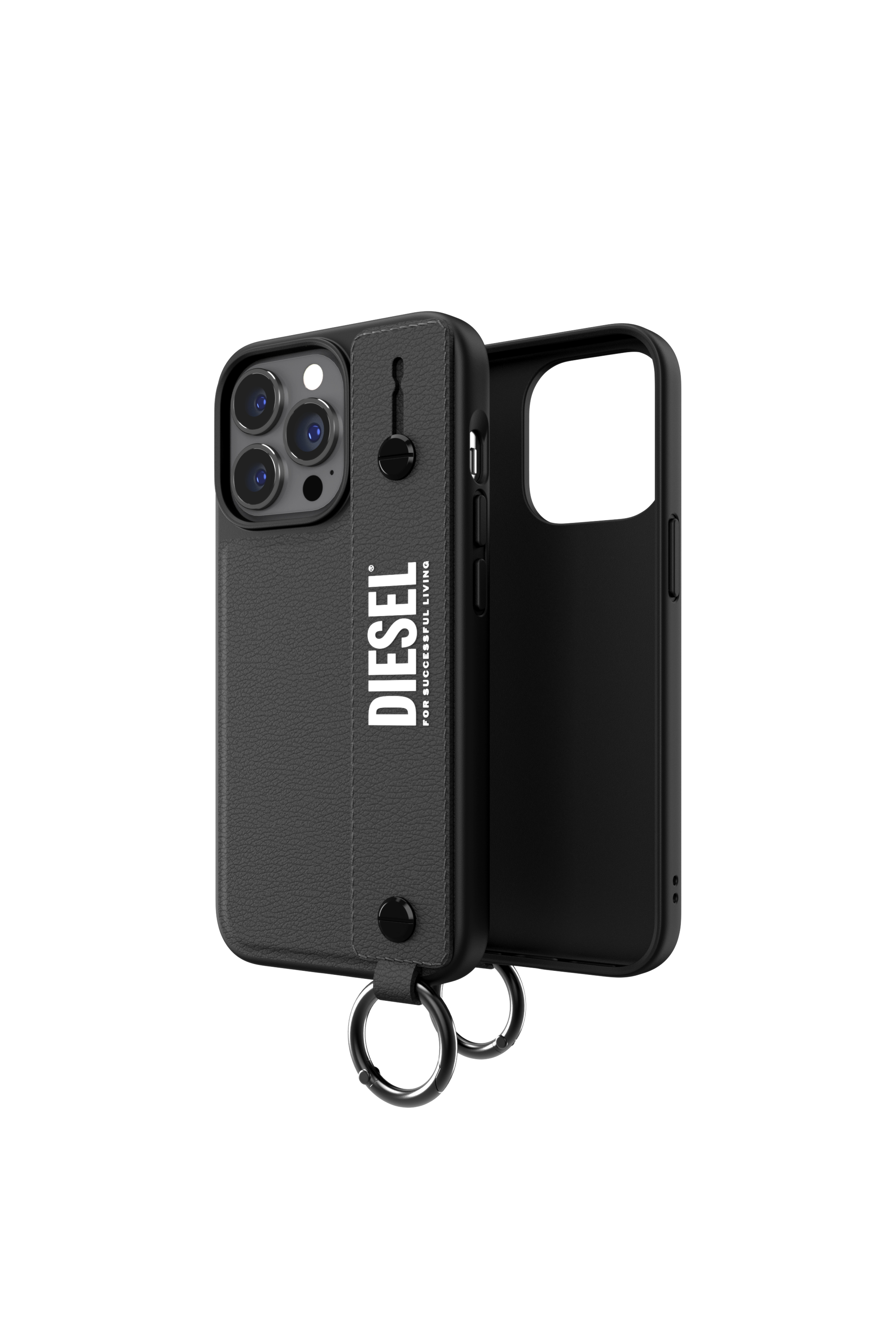 Diesel - 47177 TECH CHAIN, Cover con cinturino per iPhone 13/13 Pro Unisex in Nero - 1