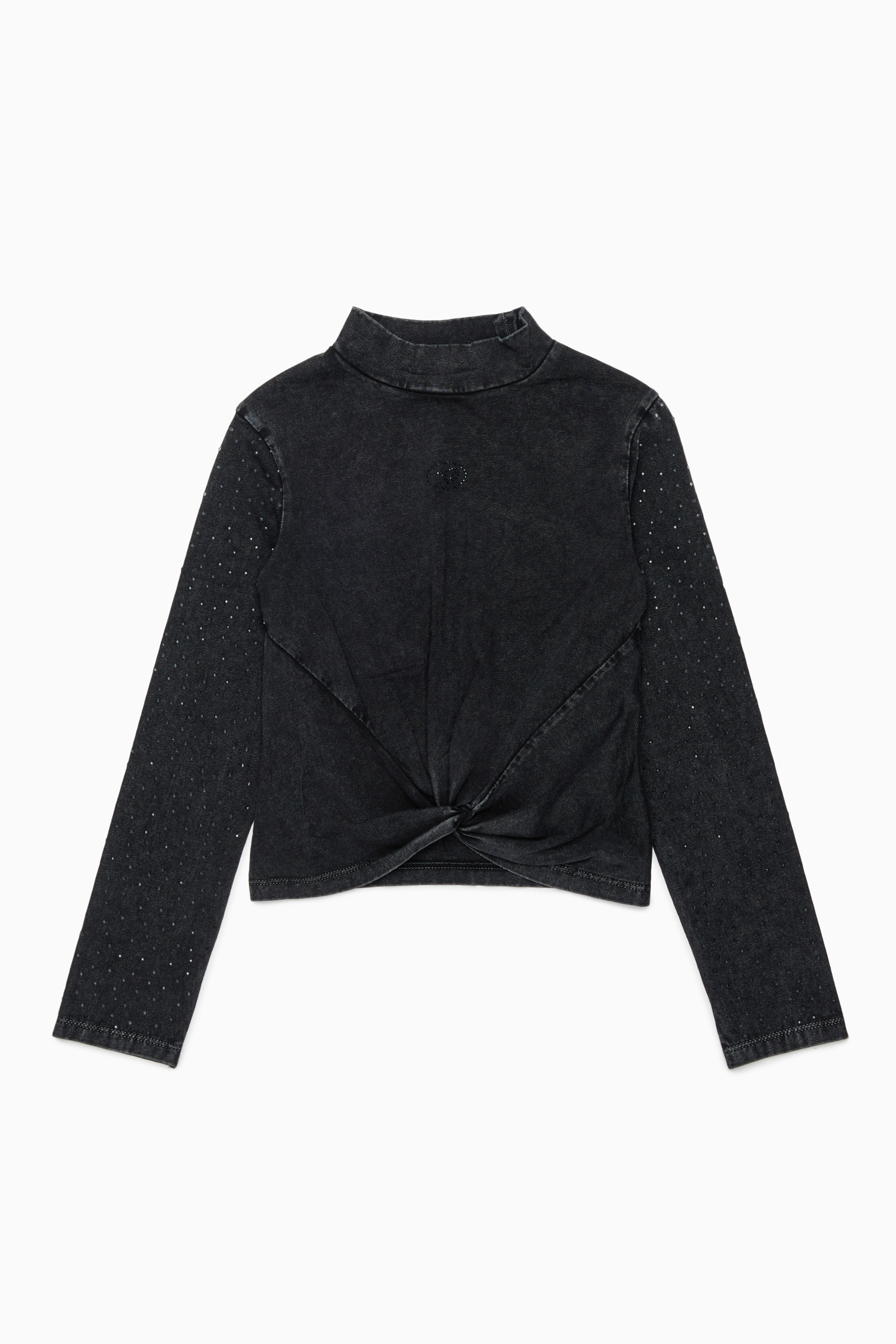Diesel - TKNOT, Top con orlo twist e strass Donna in Nero - 1