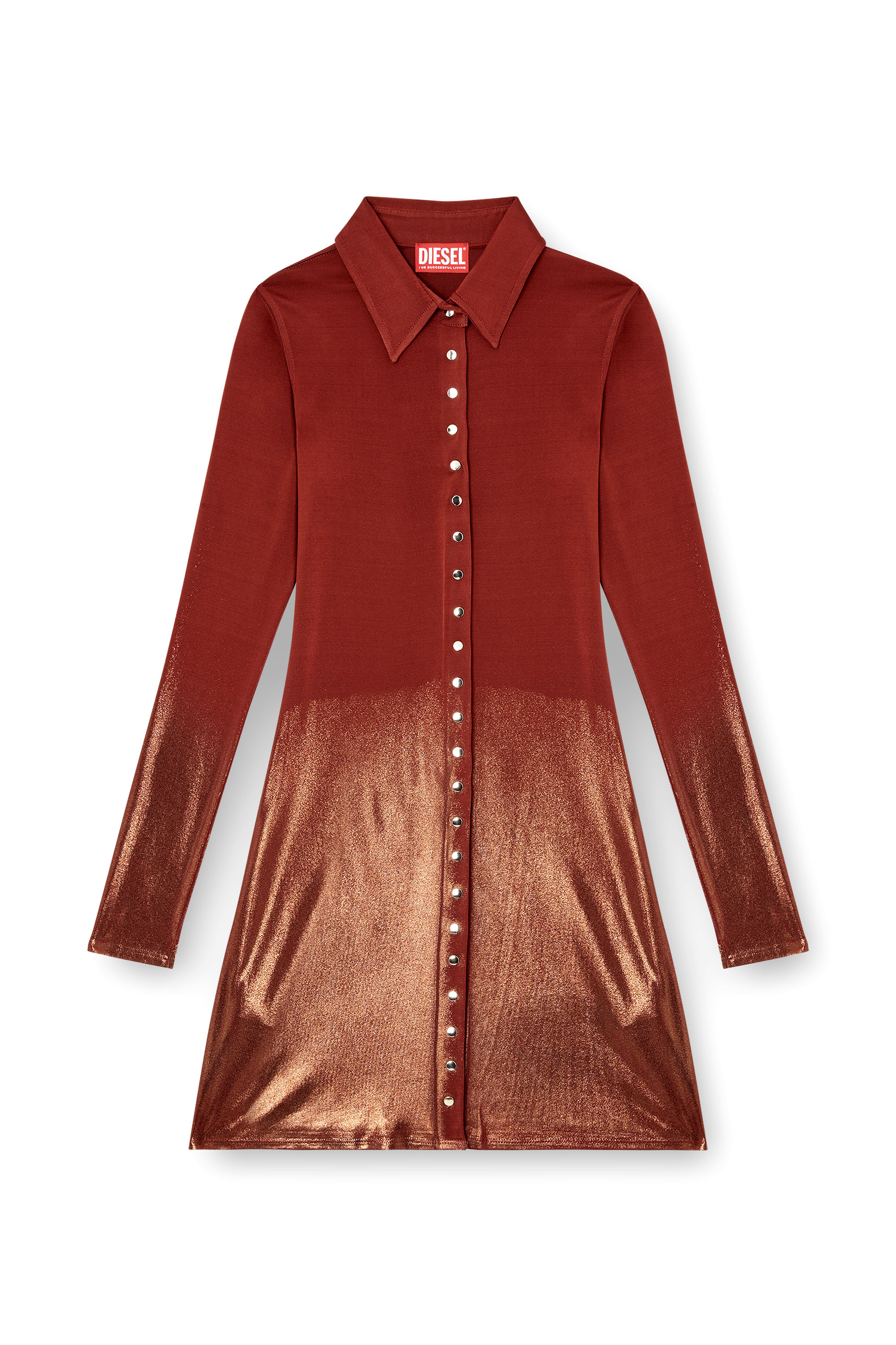 Diesel - D-POL, Mini abito polo con abbottonatura frontale Donna in Marrone - 2