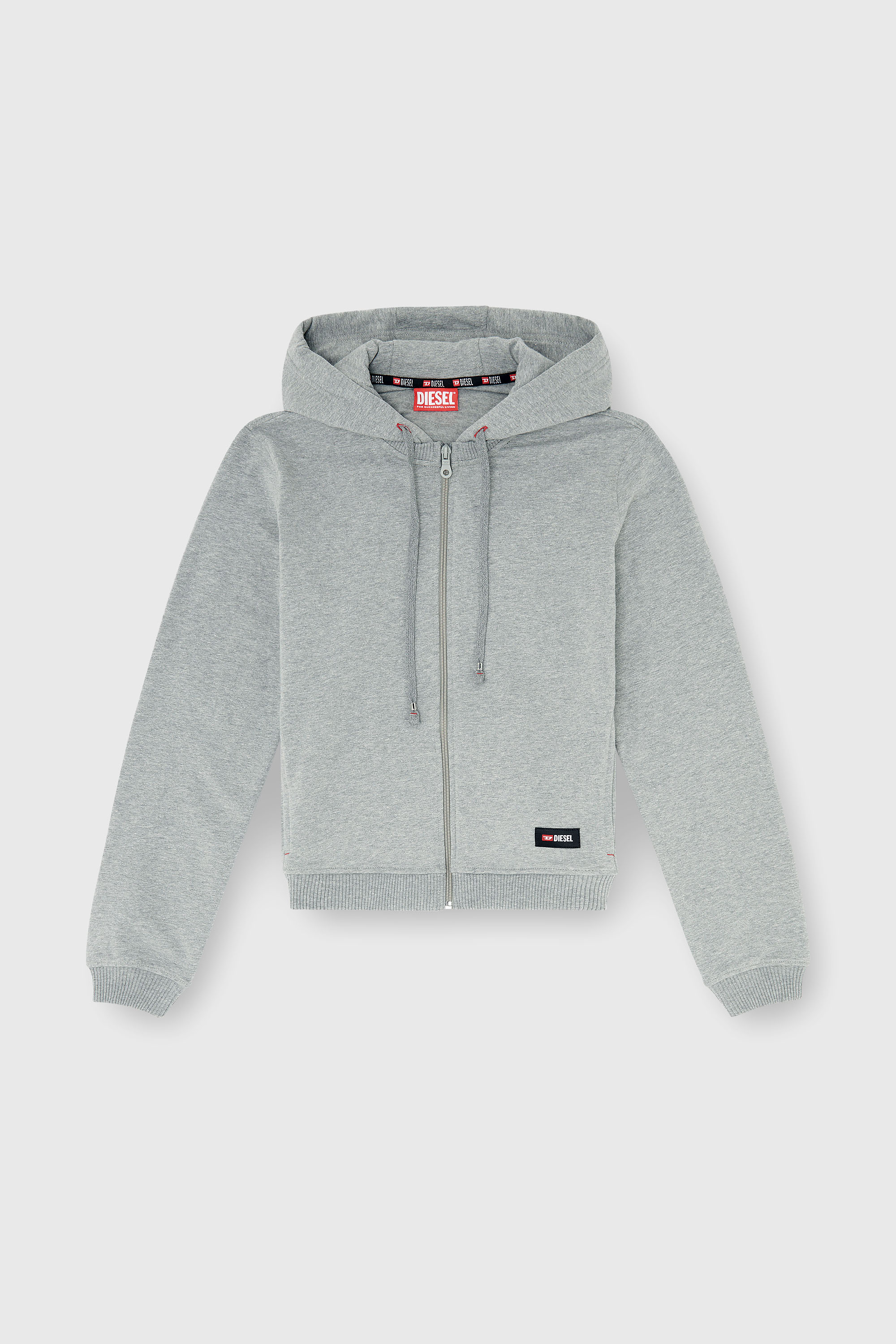 Diesel - HARRIET-D-CORE, Felpa con cappuccio in misto cotone smerigliato Donna in Grigio - 2