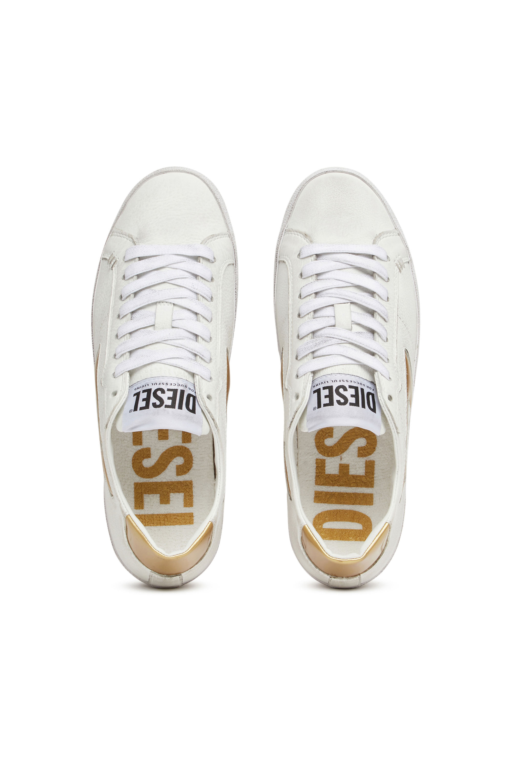 S-LEROJI LOW W, Bianco/Giallo Diesel - S-LEROJI LOW W, S-Leroji Low W - Sneaker low-top con logo D metallizzato Donna in Multicolor - 4
