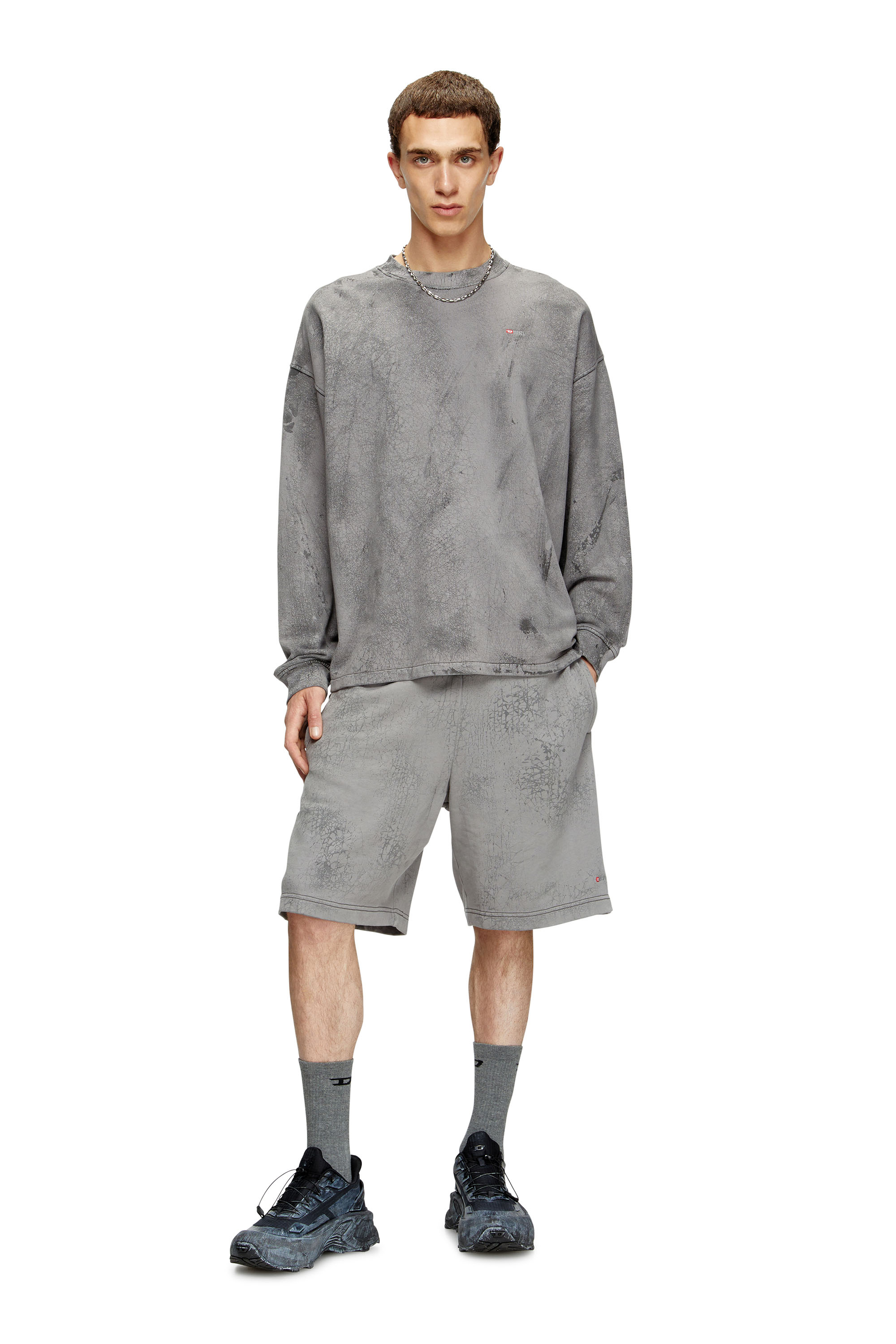 Diesel - P-CREW, Short in jersey cerato Uomo in Grigio - 2