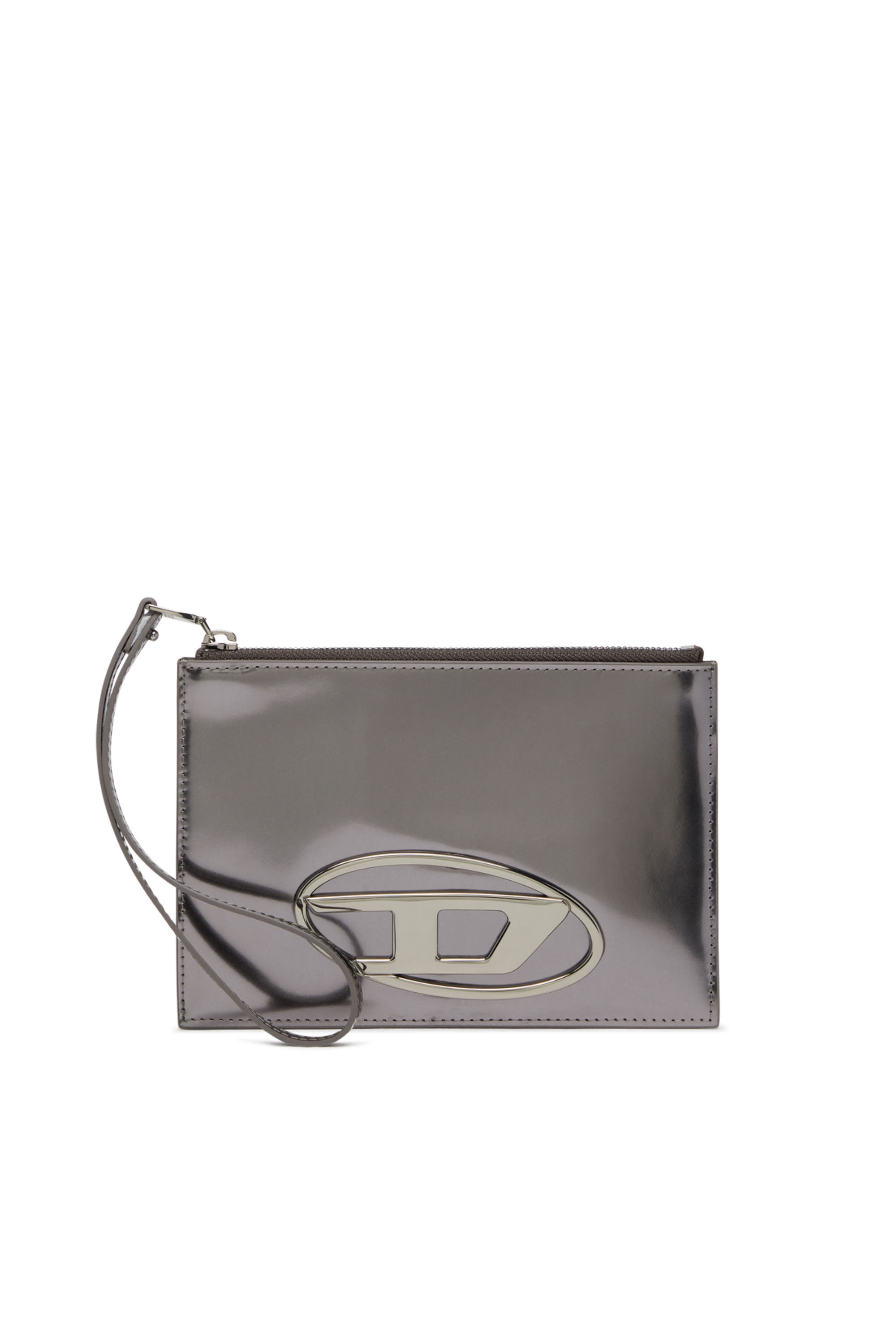 Diesel - 1DR POUCH III, Pouch con zip in pelle specchiata Unisex in Grigio - 1