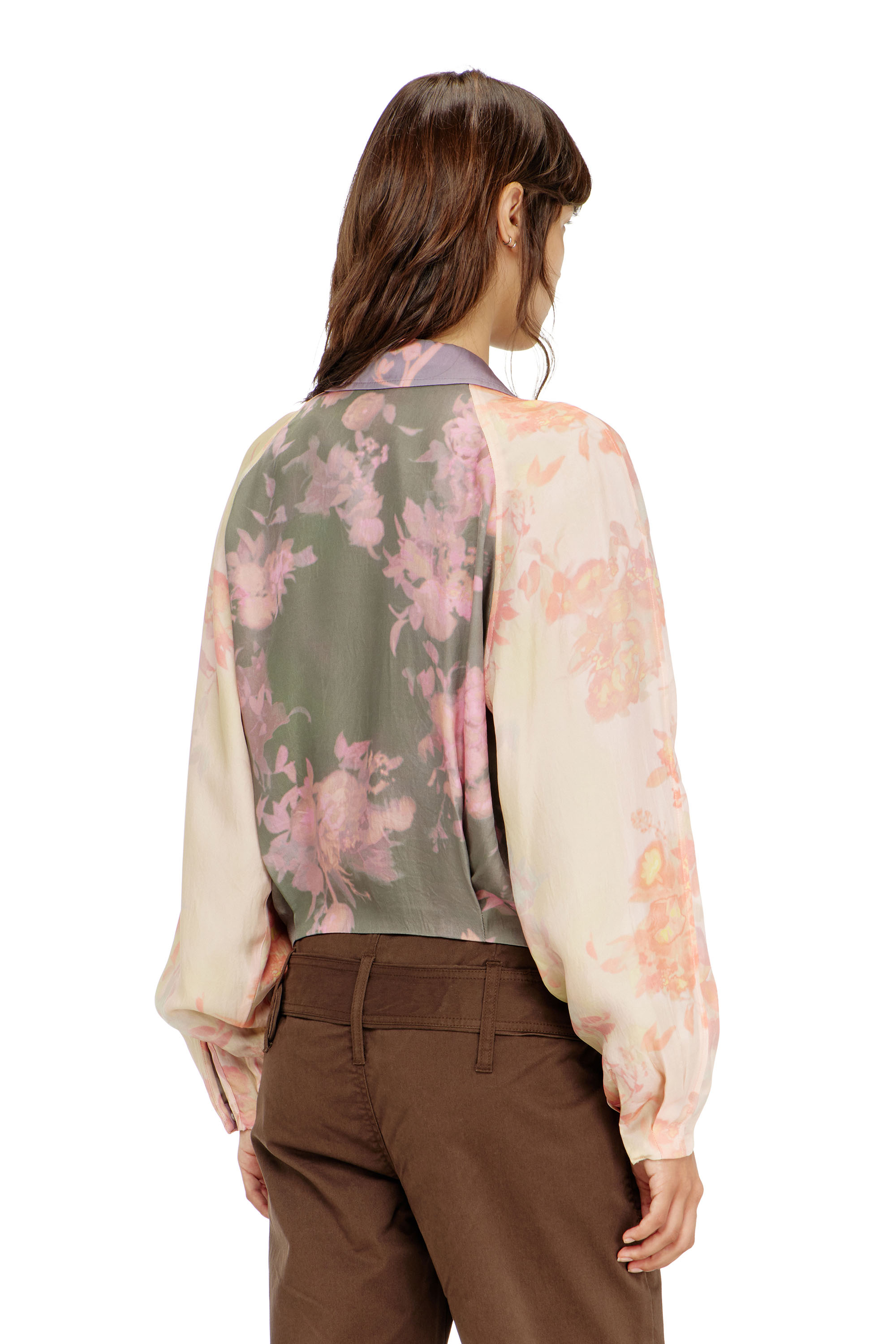 Diesel - G-ALENA, Giacca bomber floreale in acetato stropicciato Donna in Multicolor - 4
