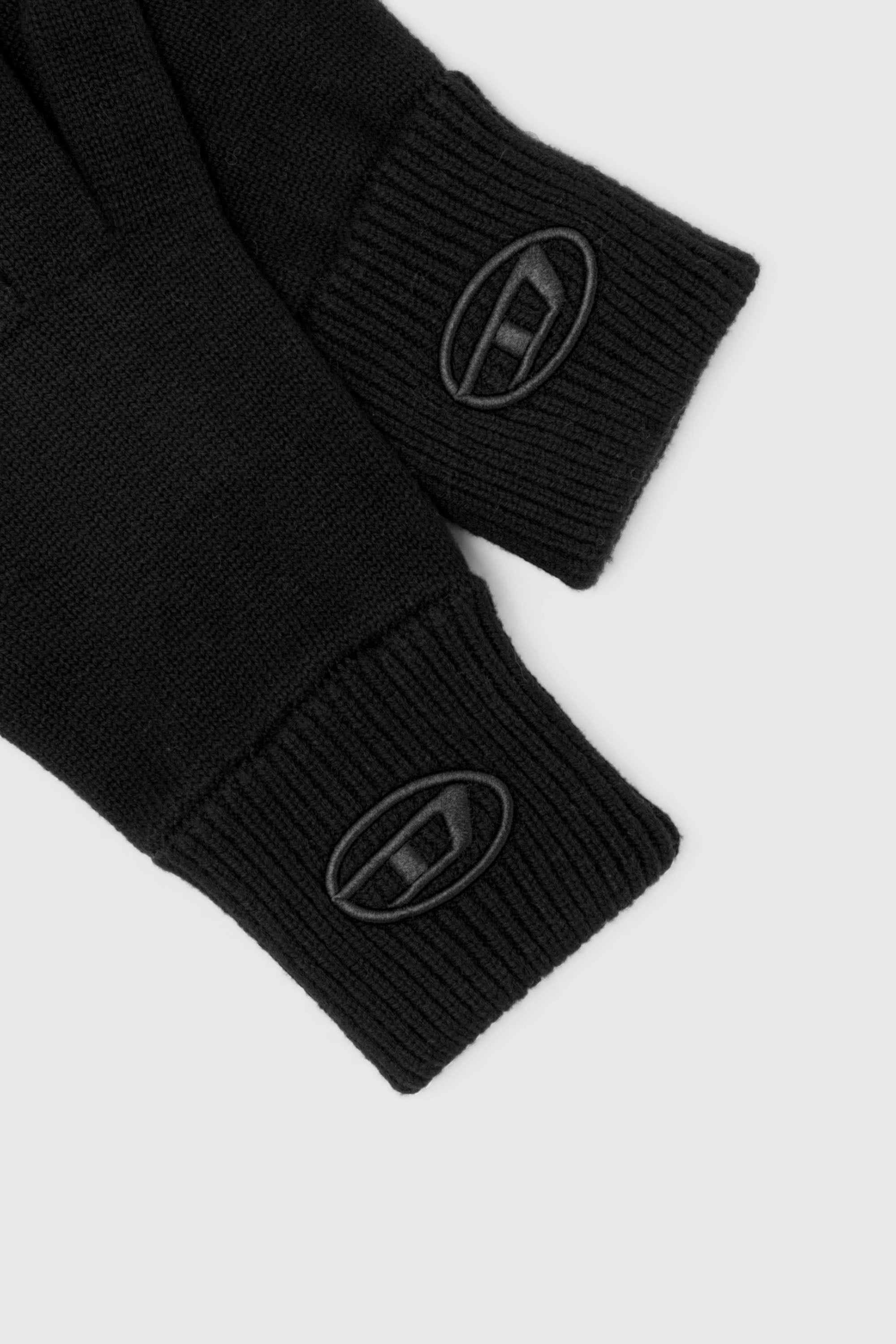 Diesel - K-CODY-A, Guanti in misto lana con logo ricamato Unisex in Nero - 2