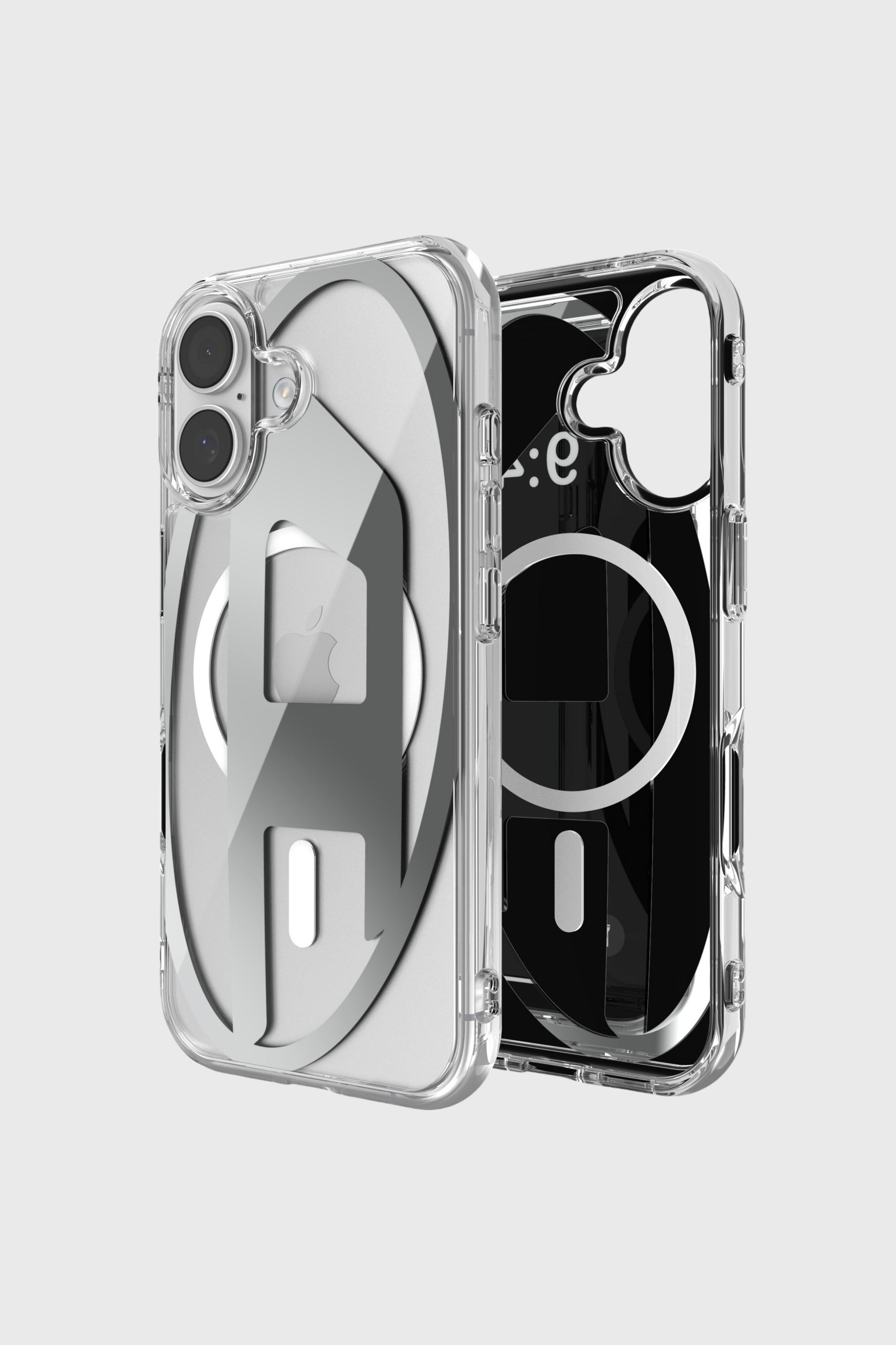 Diesel - 60411 AOP CASE, Custodia Oval D Metallic con Magsafe per iPhone 17 Unisex in Grigio - 1