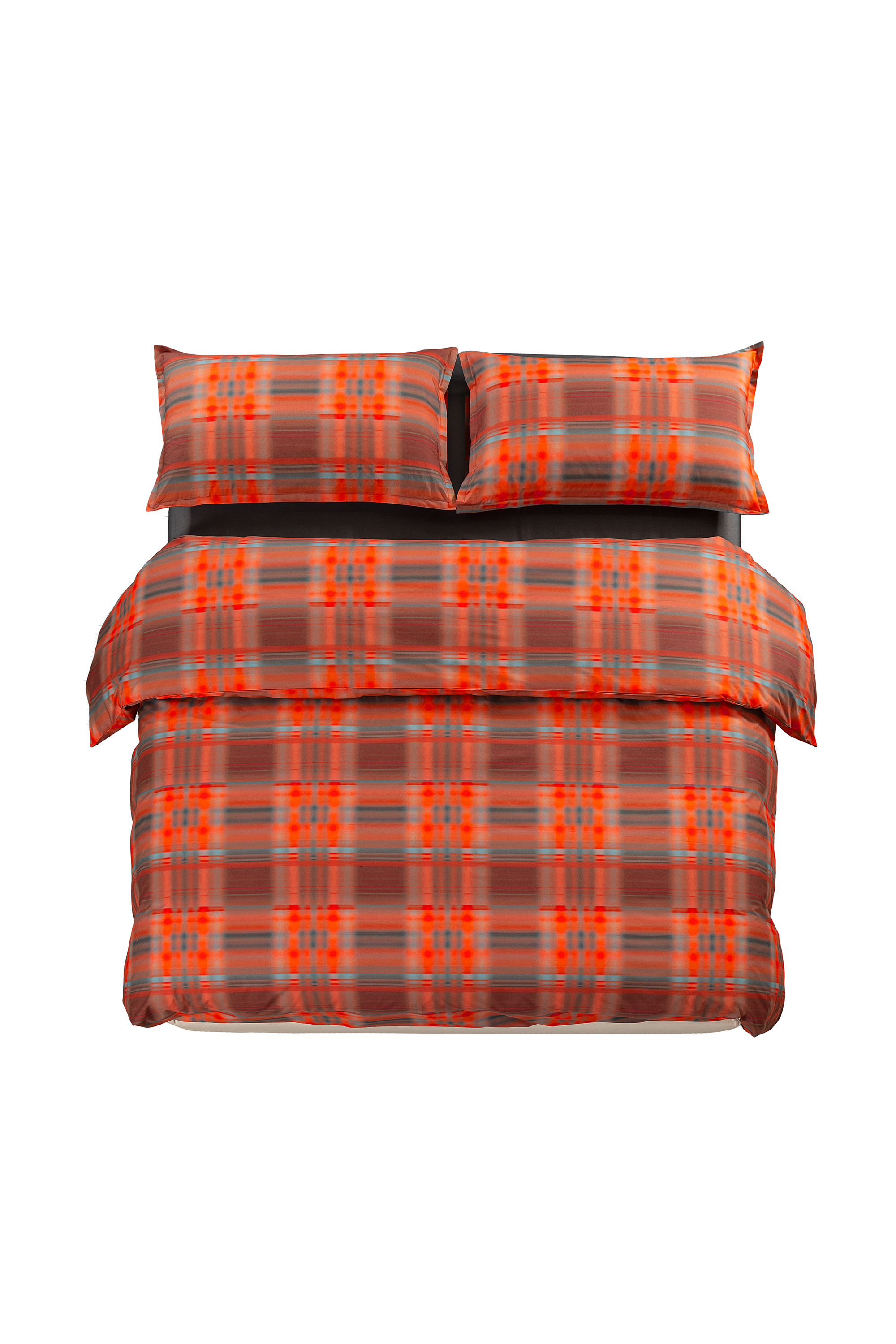 Diesel - 1016333  HAZY TARTAN DUVET COVER SET FOR, Parure copripiumino in percalle per letto queen size Unisex in Arancione - 1