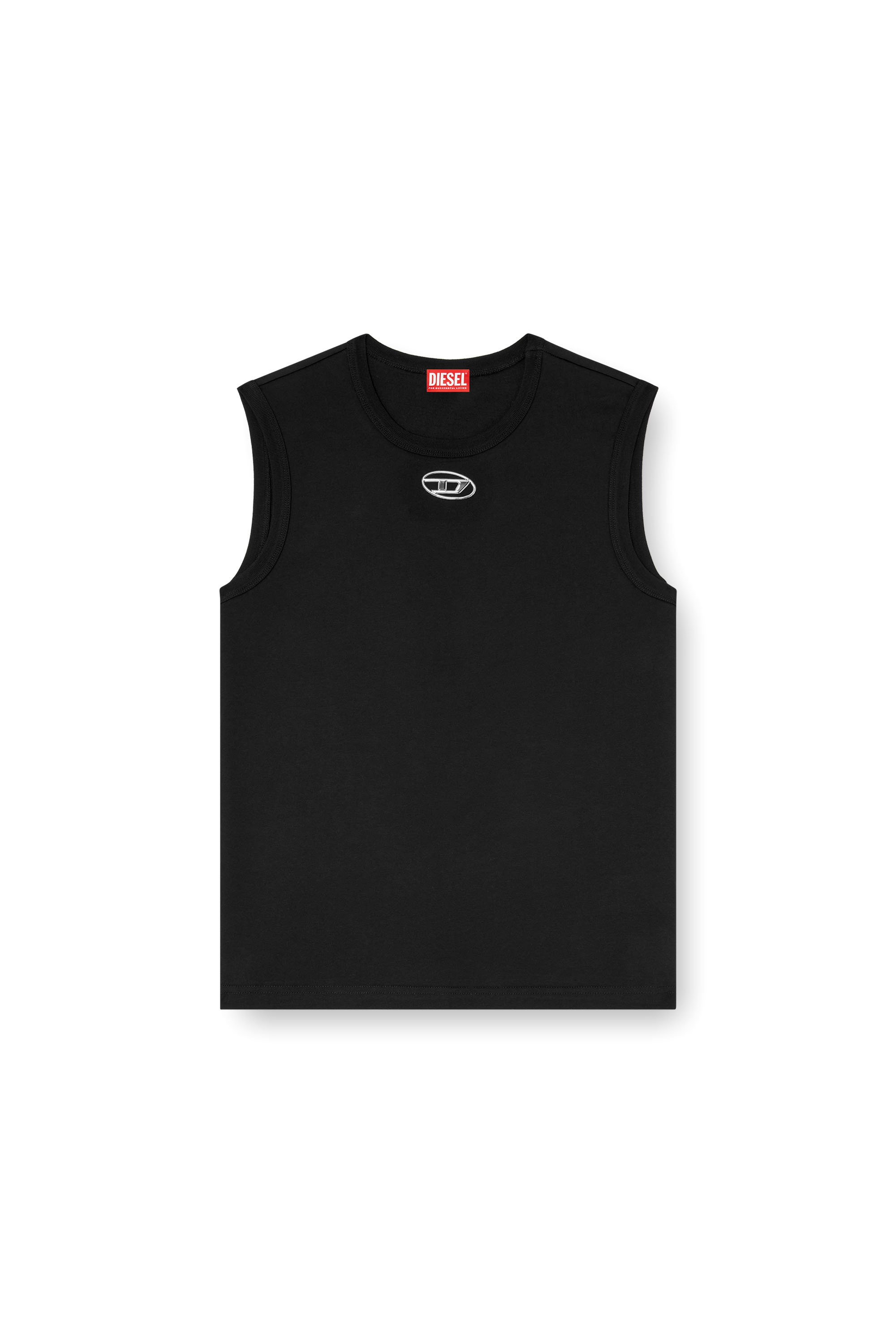 Diesel - T-BISCO-OD, Tank top con Oval D metallizzato Uomo in Nero - 2