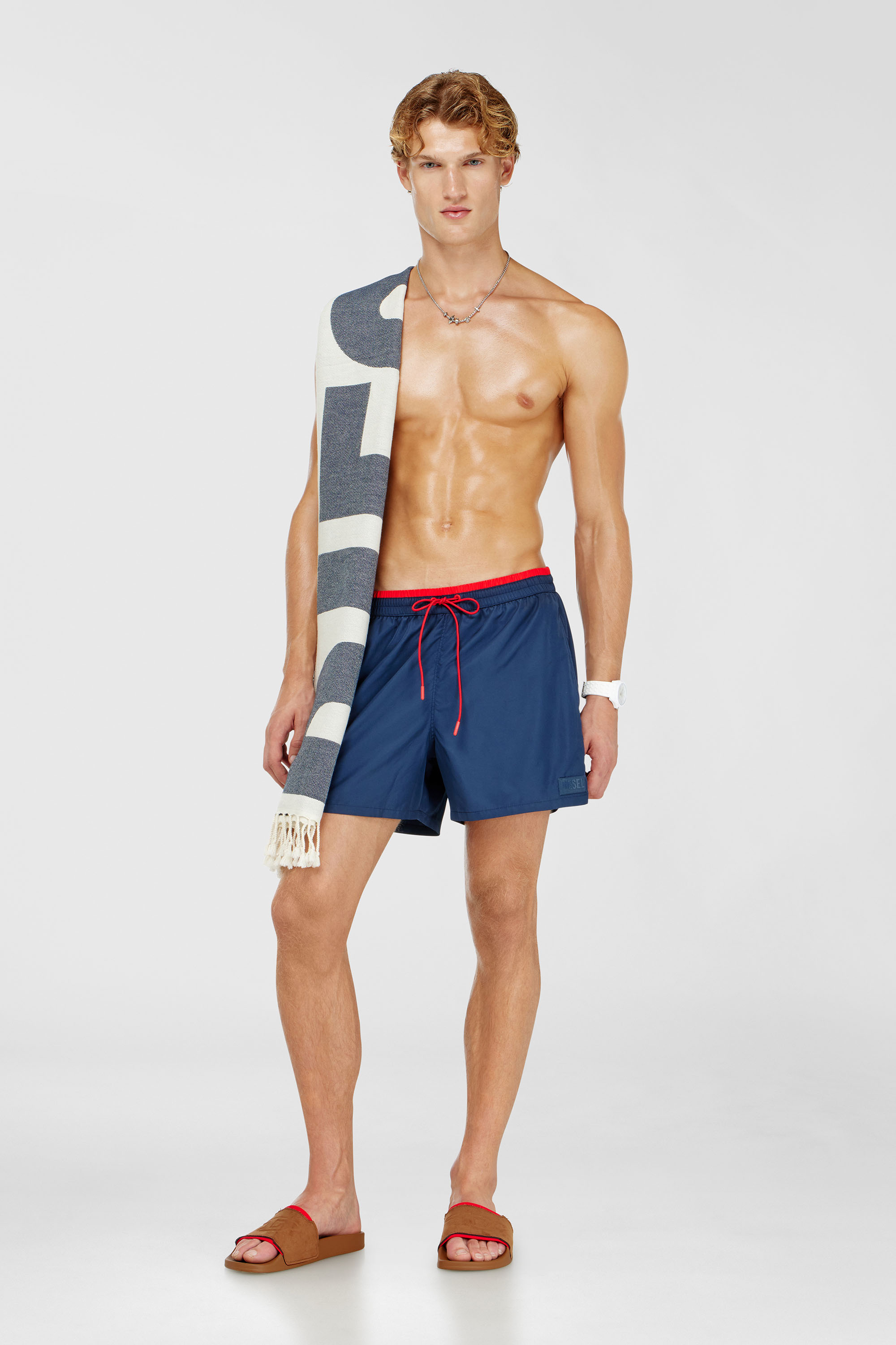 Diesel - JOEL-37-D-CORE, Man's Swim shorts with contrast waist trim in Blue - 2