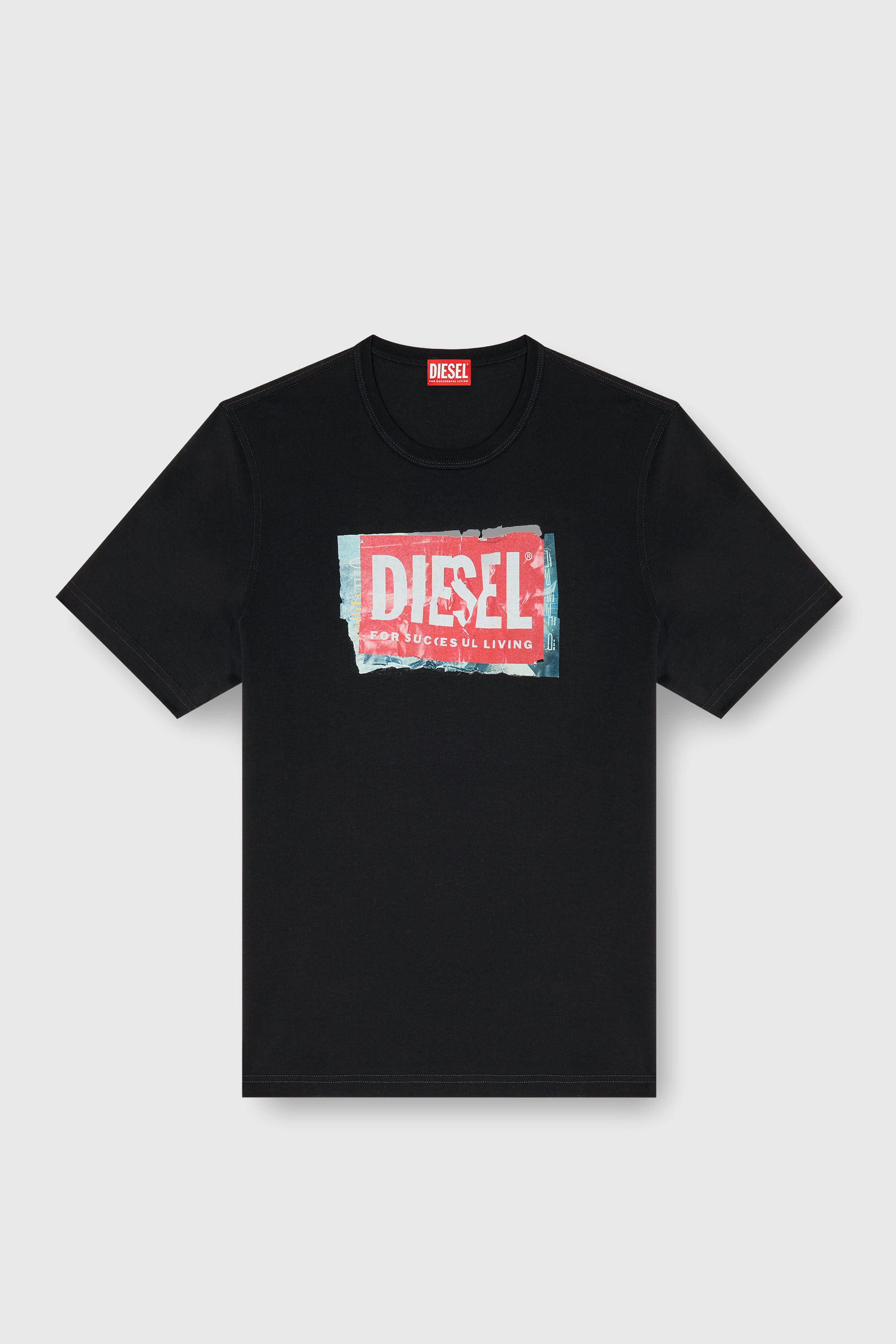 Diesel - T-ADJUST-Q6, T-shirt con logo effetto stropicciato Uomo in Nero - 2