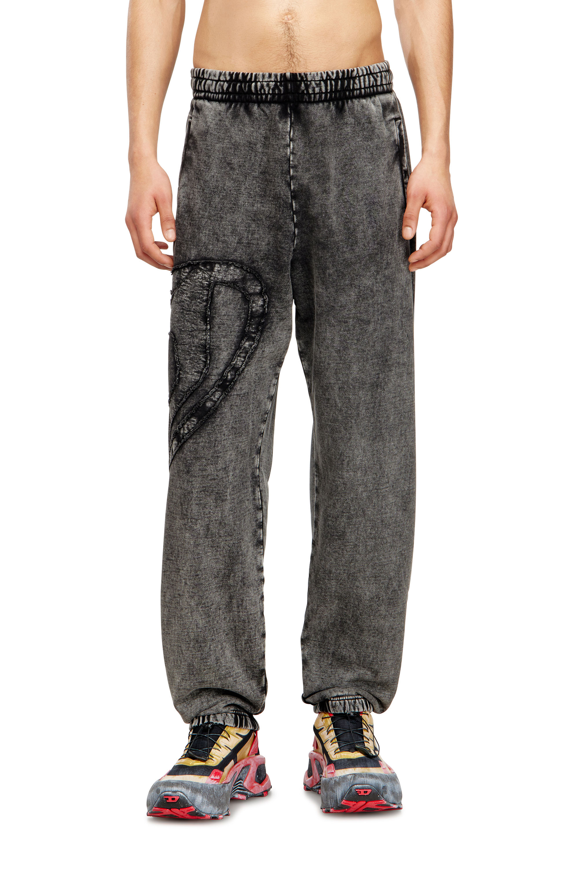 Diesel - P-MARKY-DEN, Pantaloni da tuta in cotone biologico con patch Oval D Uomo in Grigio - 3