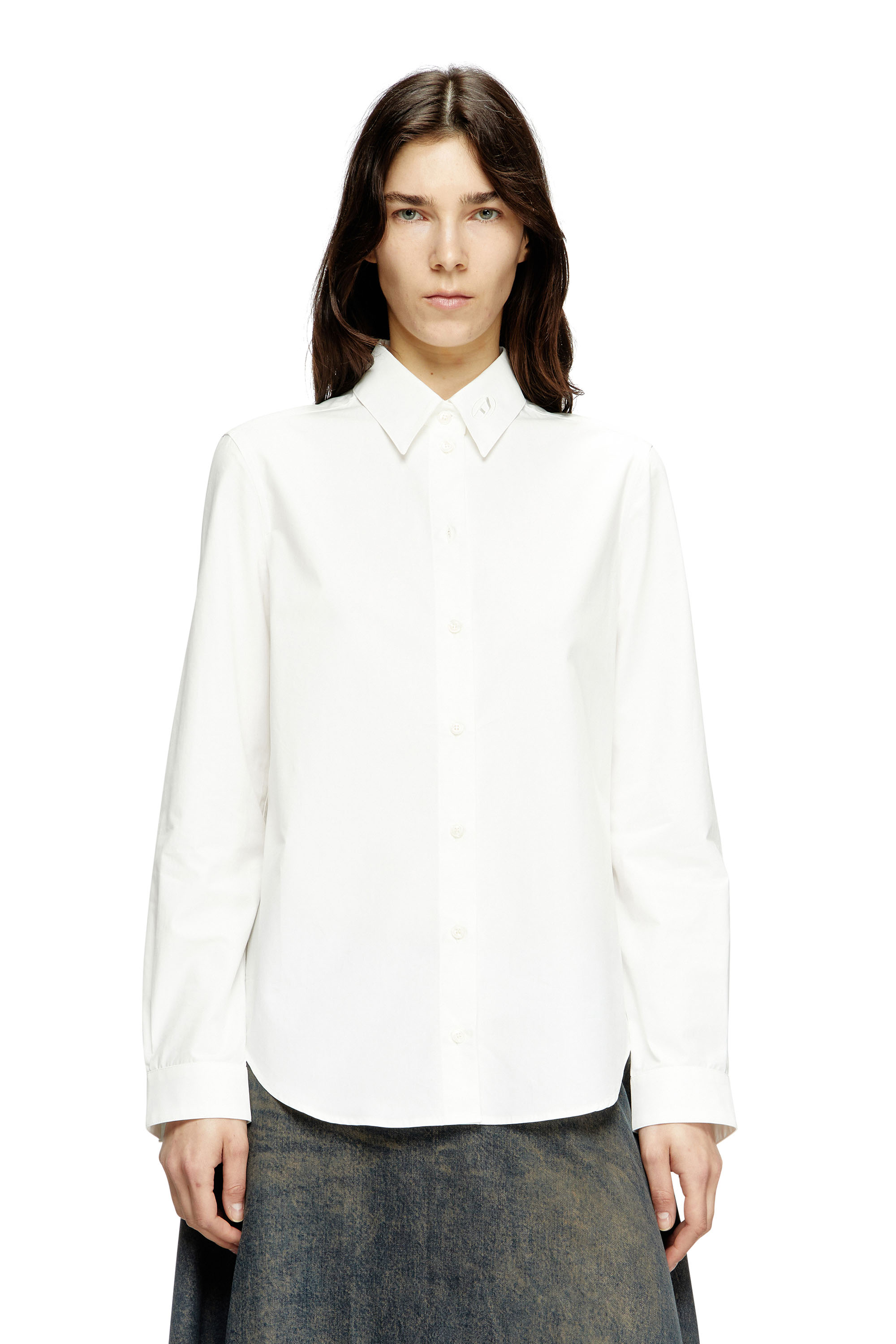 Diesel - C-RONOS, Camicia in popeline con logo Oval D Donna in ToBeDefined - 1