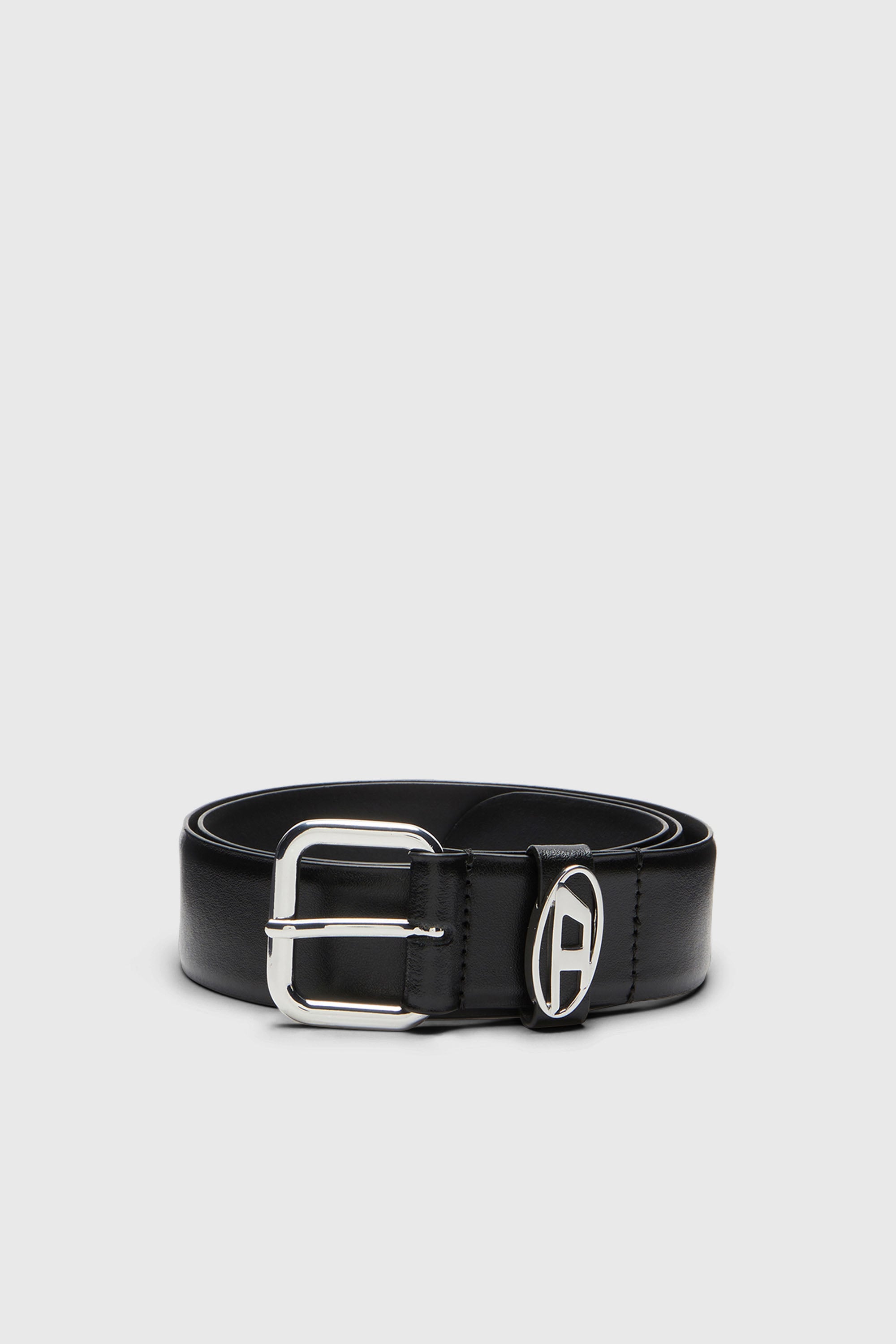 Diesel - B-1DR OVAL D LOOP, Cintura 3.9 cm in pelle con placca logo Unisex in Nero - 1