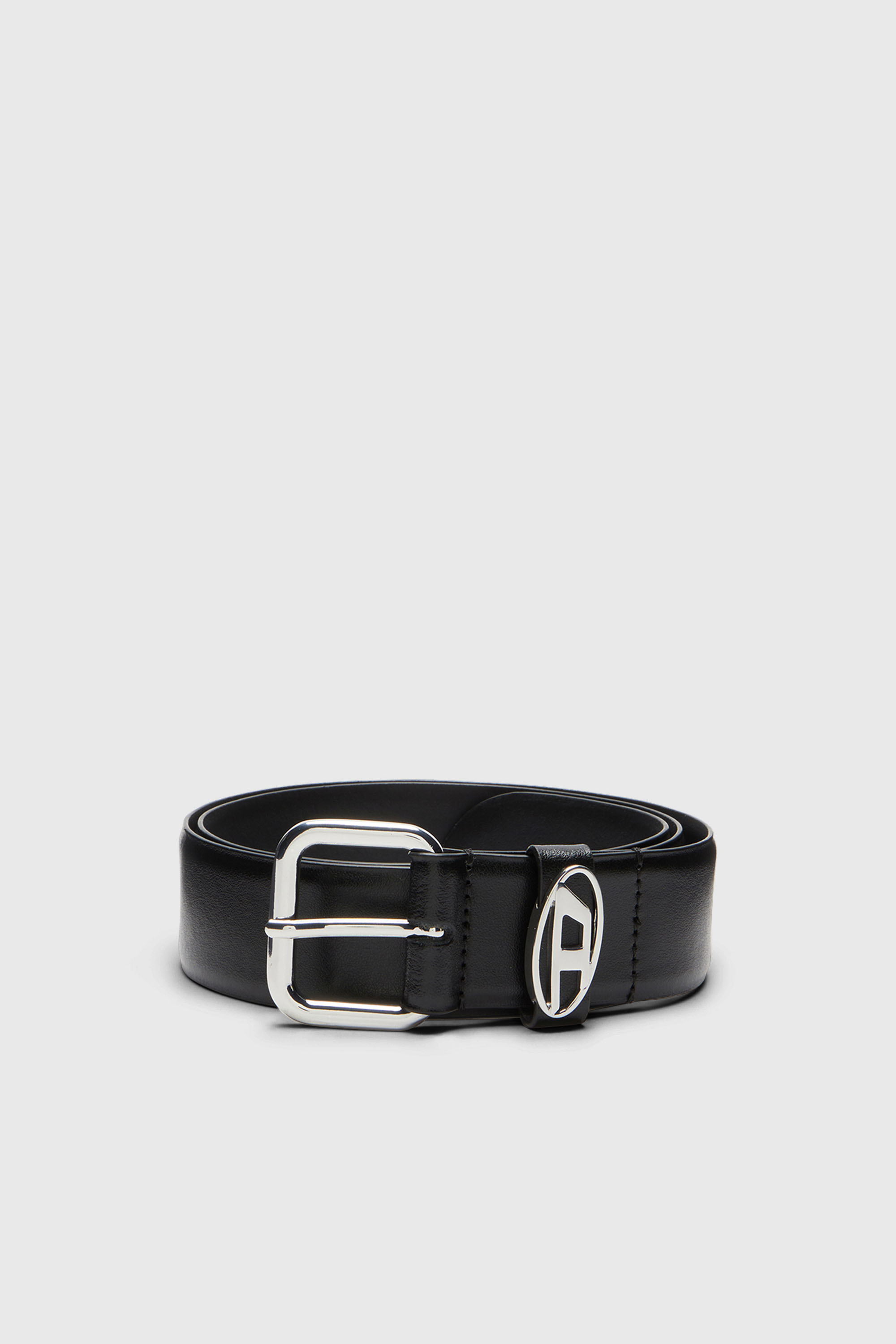 Diesel - B-1DR OVAL D LOOP, Cintura 3.9 cm in pelle con placca logo Unisex in Nero - 1