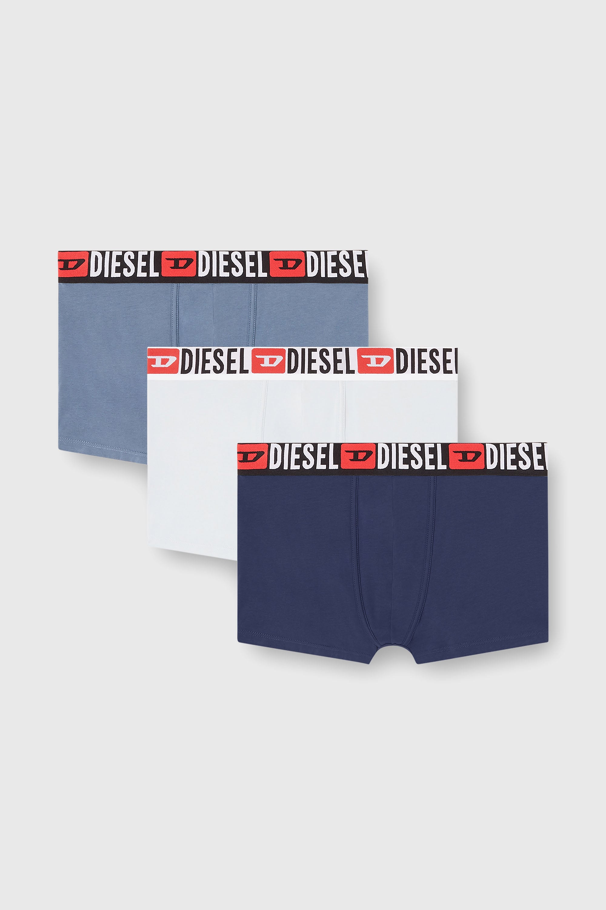 Diesel - UMBX-DAMIENTHREEPACK, Set da tre boxer con elastico in vita con logo all-over Uomo in Blu - 1