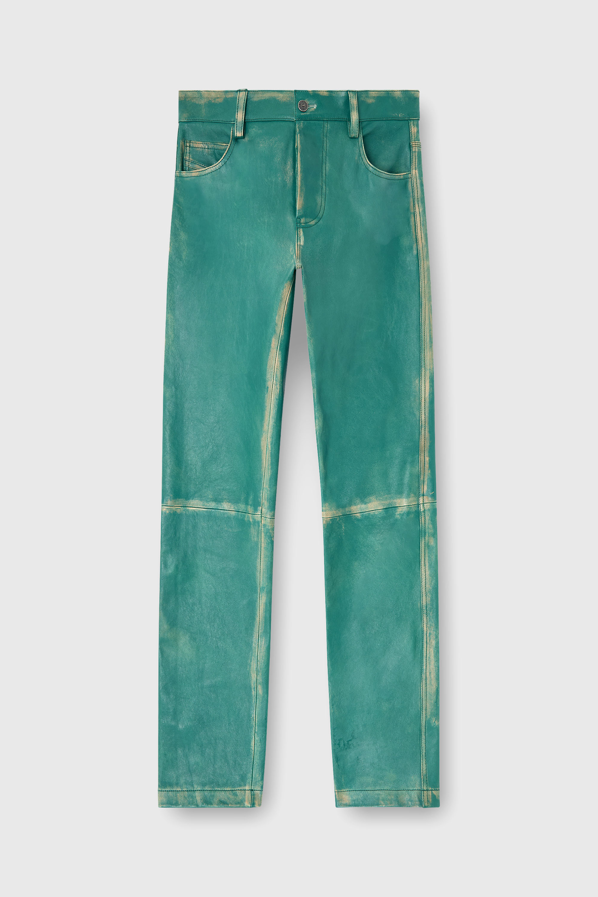 Diesel - P-OCKET, Pantaloni in pelle lavorata Uomo in Verde - 2