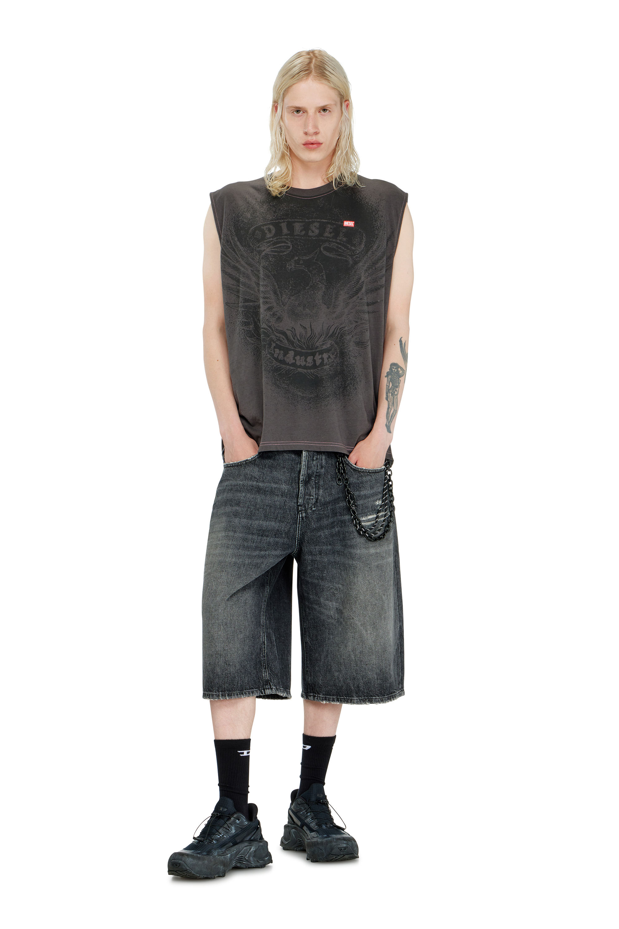 Diesel - T-BOXT-SL-NOTCH, Top senza maniche in cotone con grafica tono su tono Uomo in ToBeDefined - 2