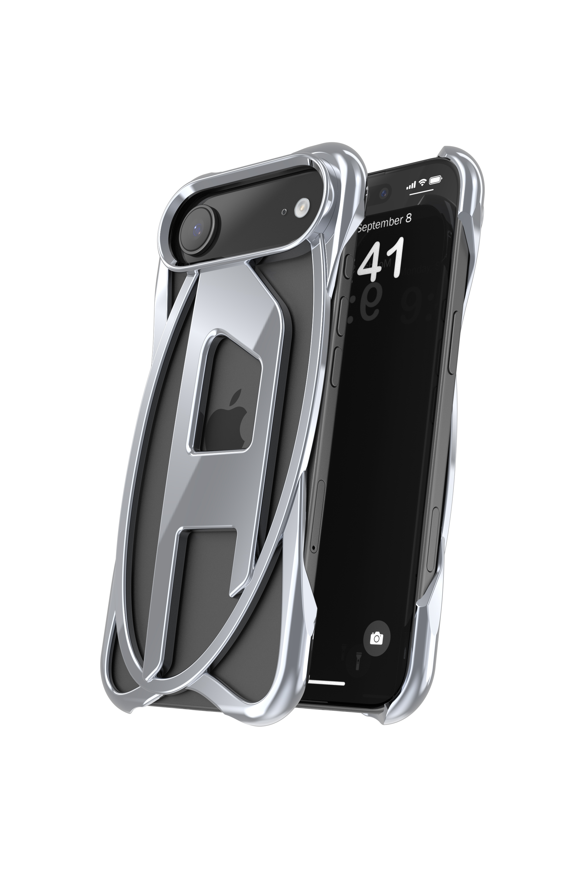 Diesel - 60444 D FRAME CASE, Custodia Caged D lucida per iPhone 17 Air Unisex in Grigio - 3