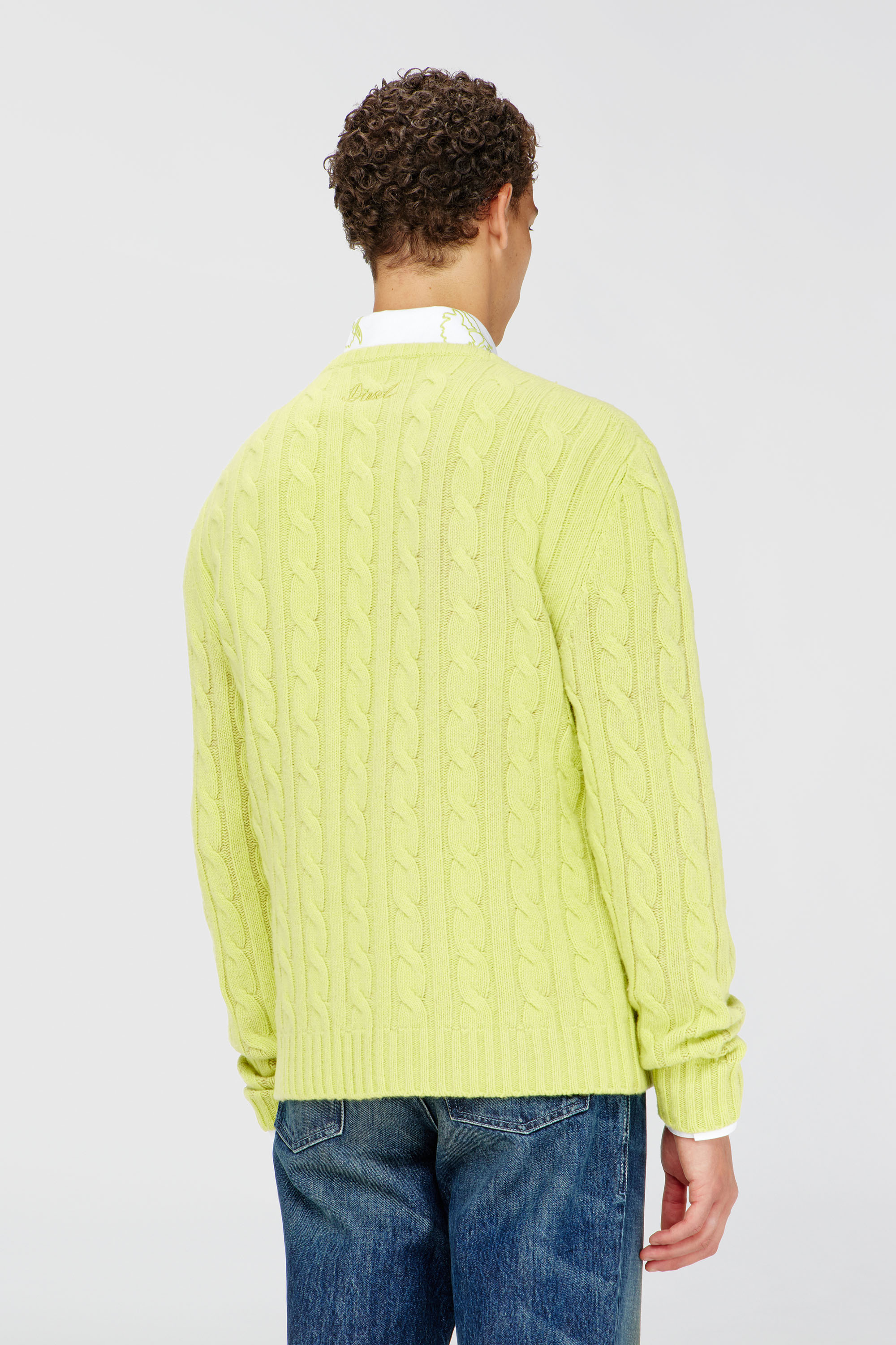 Diesel - K-RINO, Cardigan aperto in maglia a trecce floreale Uomo in Giallo - 4