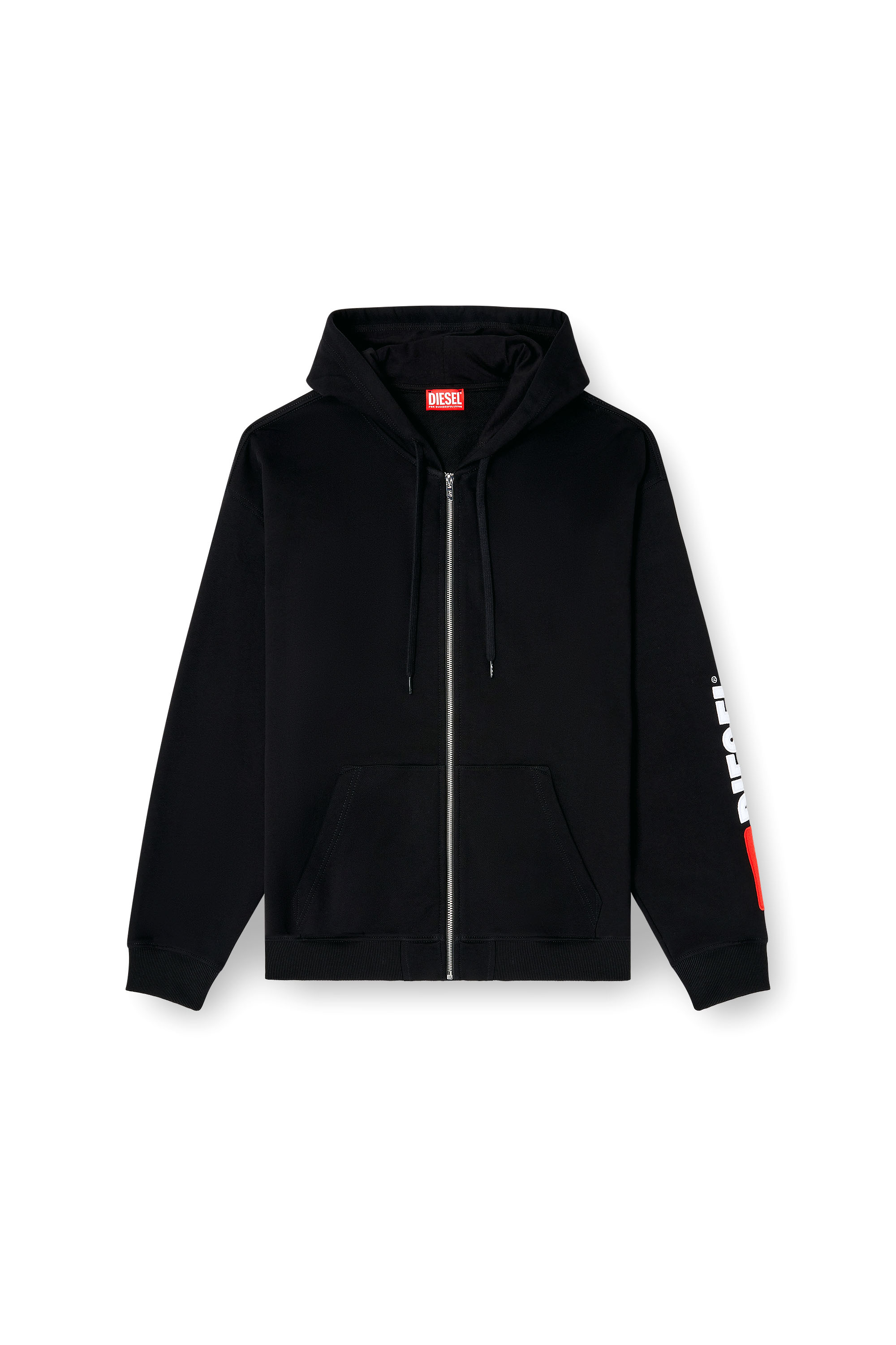 Diesel - S-BOXT-ZIP-HOOD-DIV, Felpa con cappuccio con ricamo del logo Uomo in Nero - 3