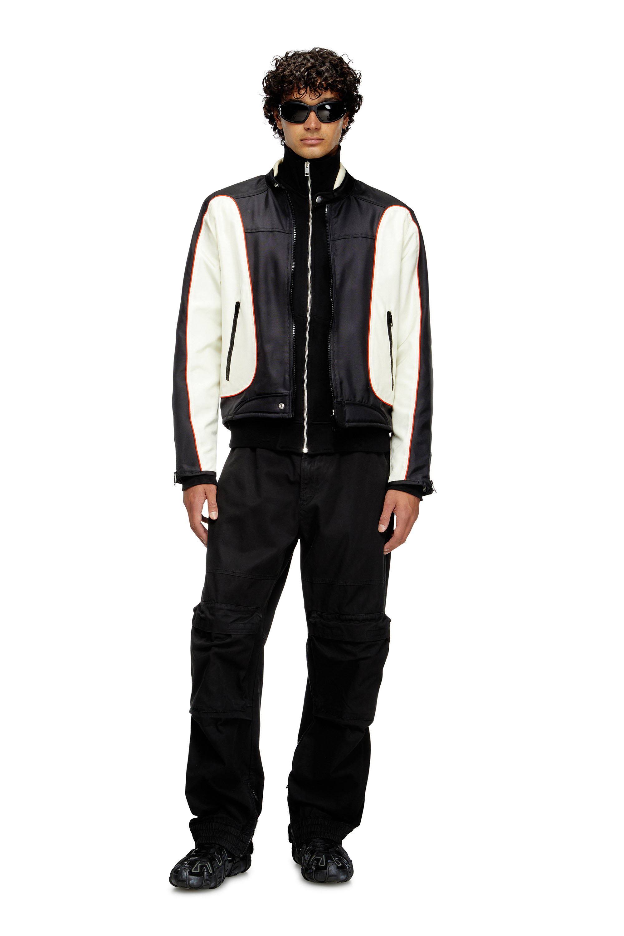 Diesel - J-BLINK-A, Giacca biker color block con piping Uomo in Multicolor - 2
