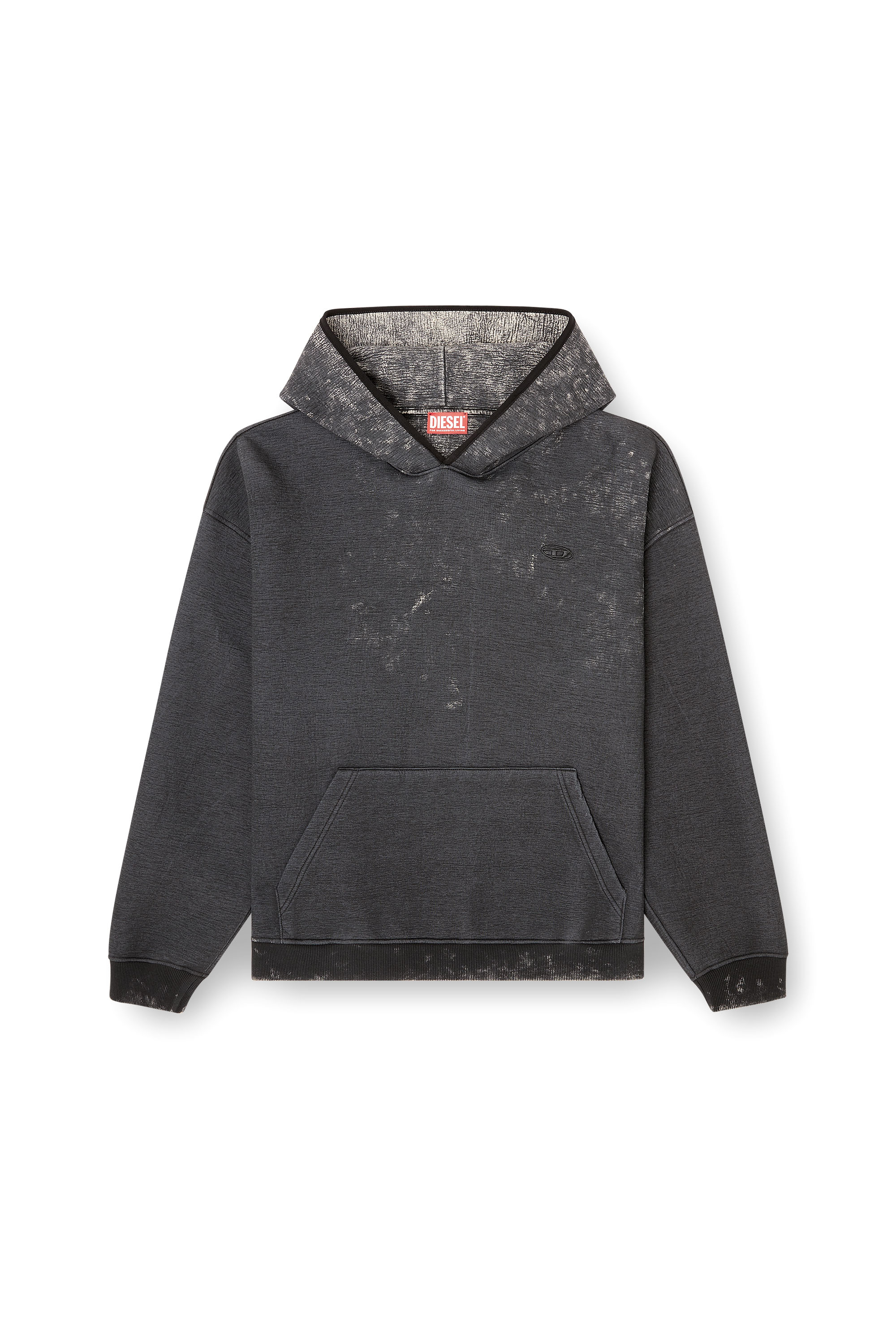 Diesel - S-BOXT-CHAN-HOOD, Felpa con cappuccio in tessuto scuba rilassato con lavaggio effetto marmo Uomo in Grigio - 3