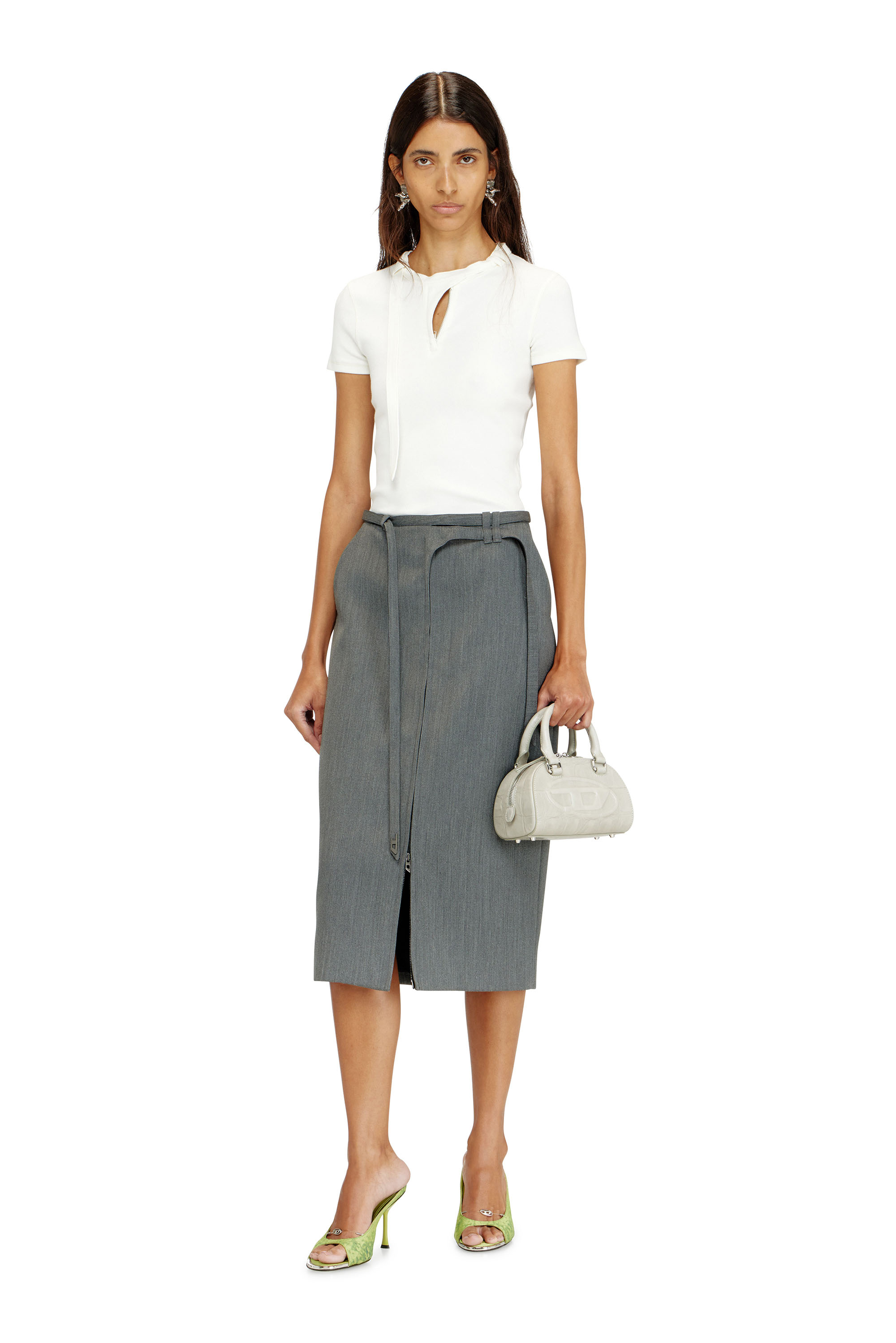 Diesel - T-IARAS, Top in jersey a coste con cinturino biker Donna in Bianco - 1