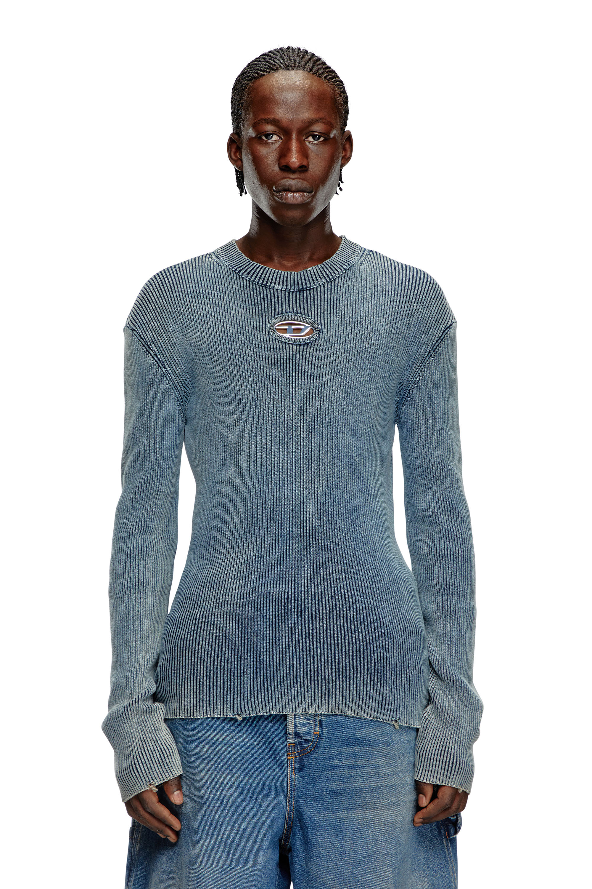 Diesel - K-DARIN-A, Maglia con logo Oval D cut-out Uomo in Blu - 6