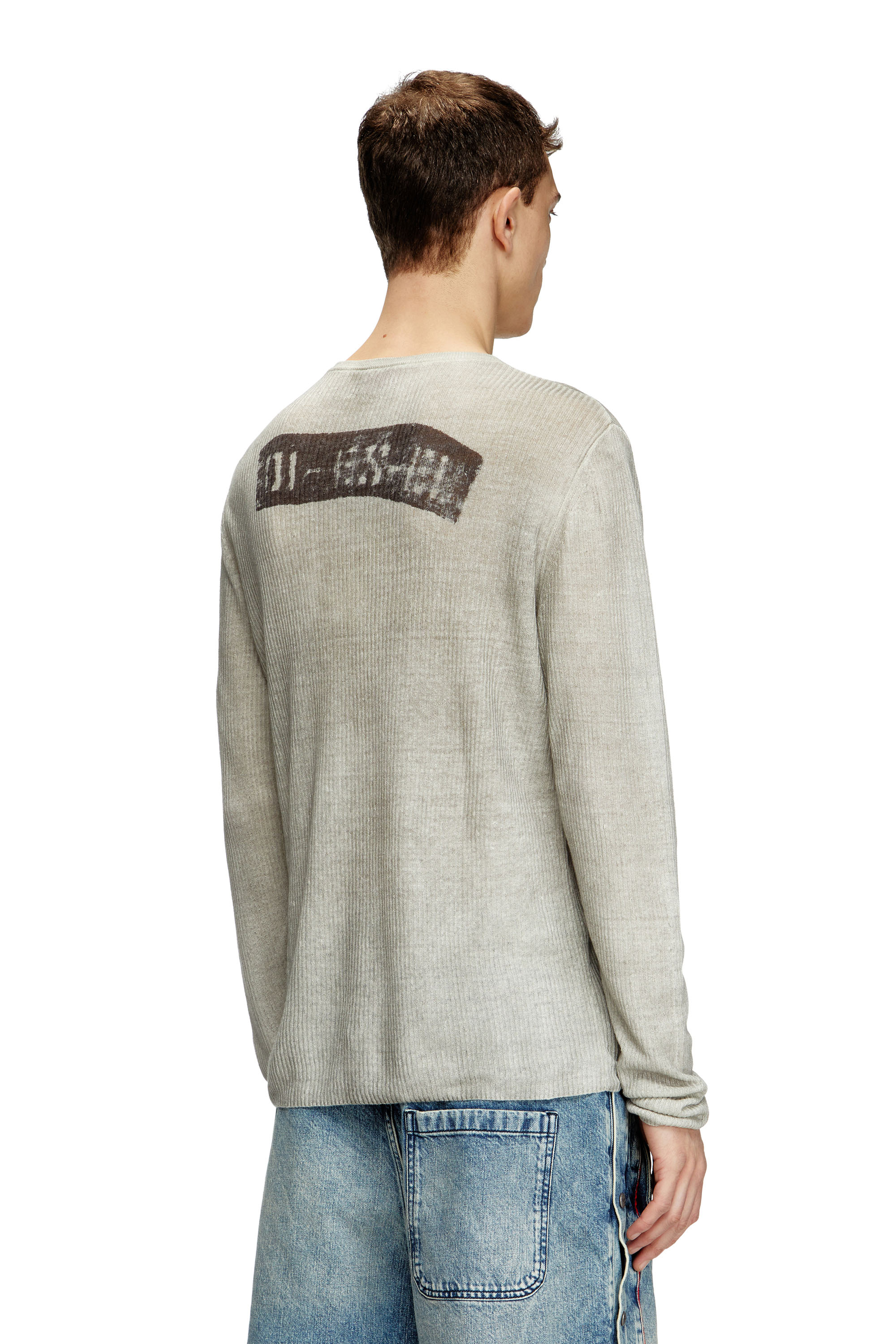 Diesel - K-ROBBY, Maglia Henley in lino effetto dirt Unisex in Beige - 5