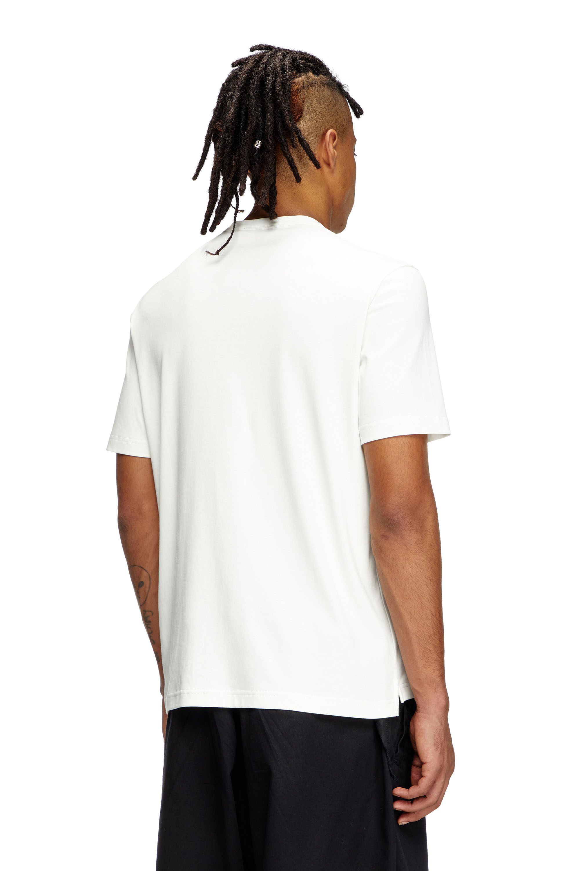 Diesel - T-ADJUST-SLITS-R17, T-shirt con logo ricamato tono su tono Uomo in Bianco - 4